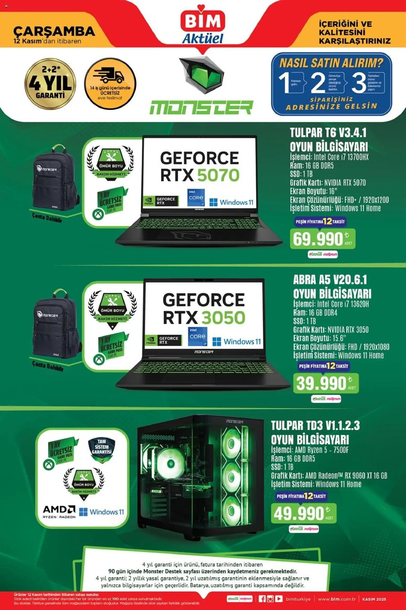 BİM Katalog Çarşamba 12.11.2025 - Broşürünün önizlemesi - Oyun, Çanta, PC