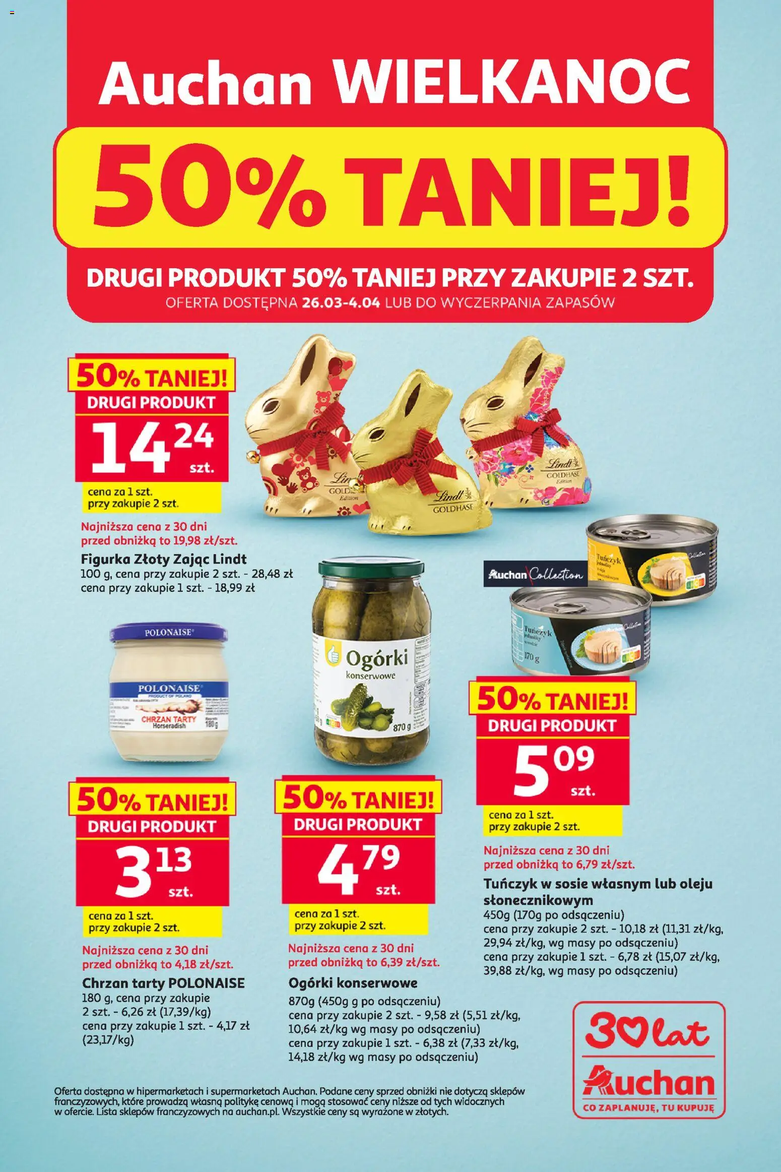 Pogląd gazetki "Auchan gazetka - Wielkanoc 50% Taniej" ze sklepu Auchan ważnej od 26.03.2026