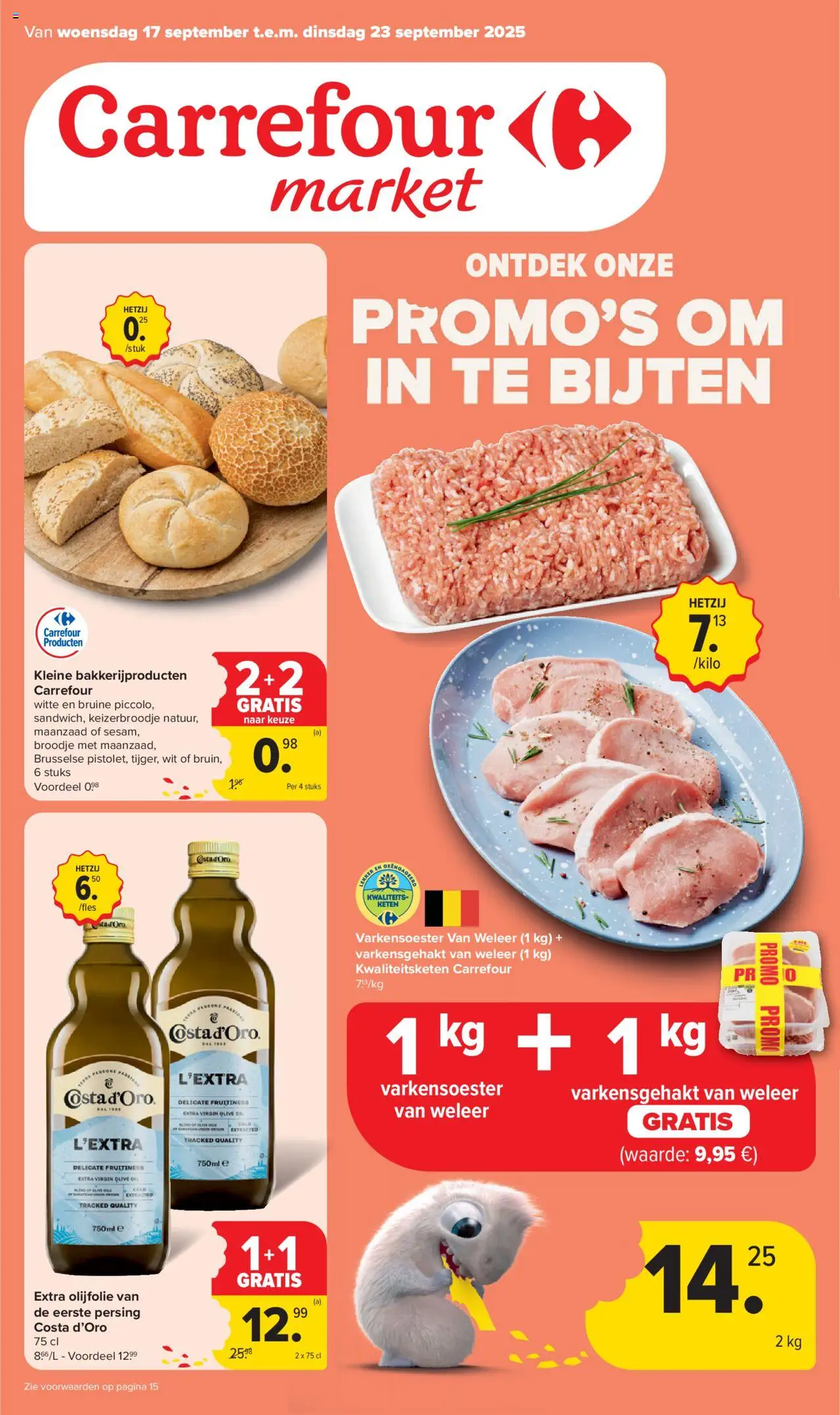 Voorbeeld van Folder week 38 van winkel Carrefour market geldig vanaf 17/09/2025 - Broodje, Olijfolie, Maanzaad, Bakkerijproducten