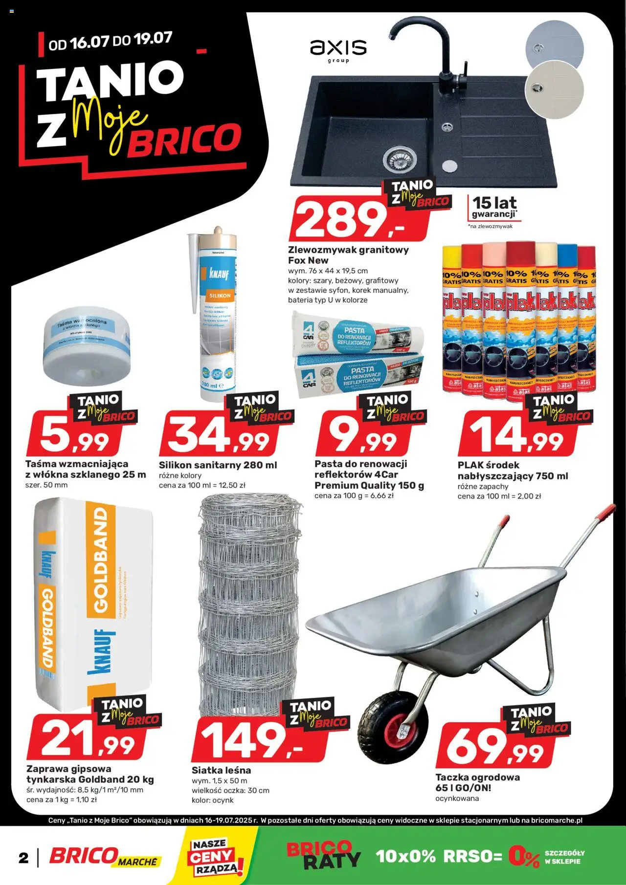 Brico Marché Tanio z Moje Brico od 16.07.2025 - Nowa Gazetka - Numer strony 1 - Bateria, Siatka, Pasta