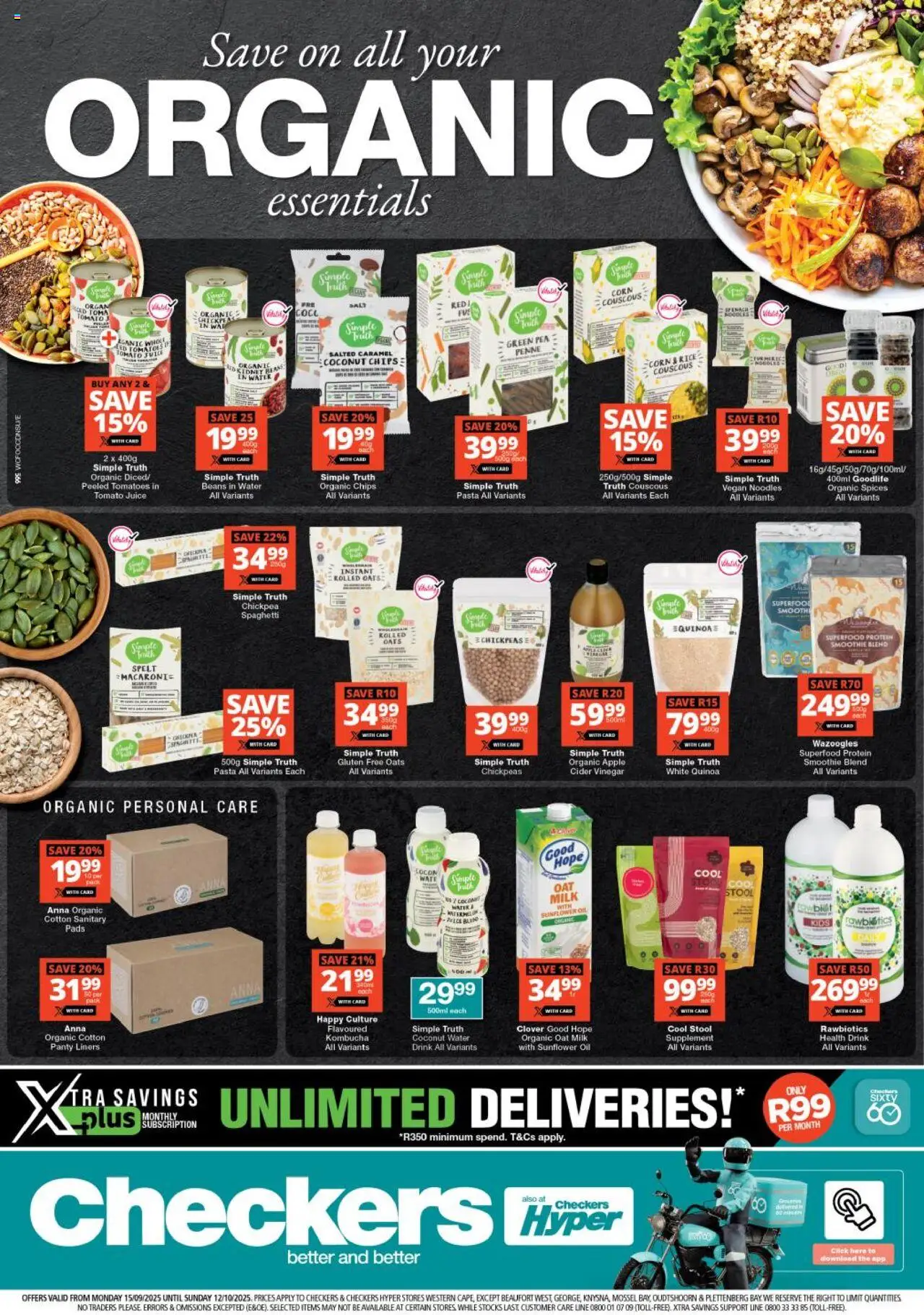 Checkers Western Cape - Organic Essentals Promotion 15/09 - 12/10/2025 >> Catalogue