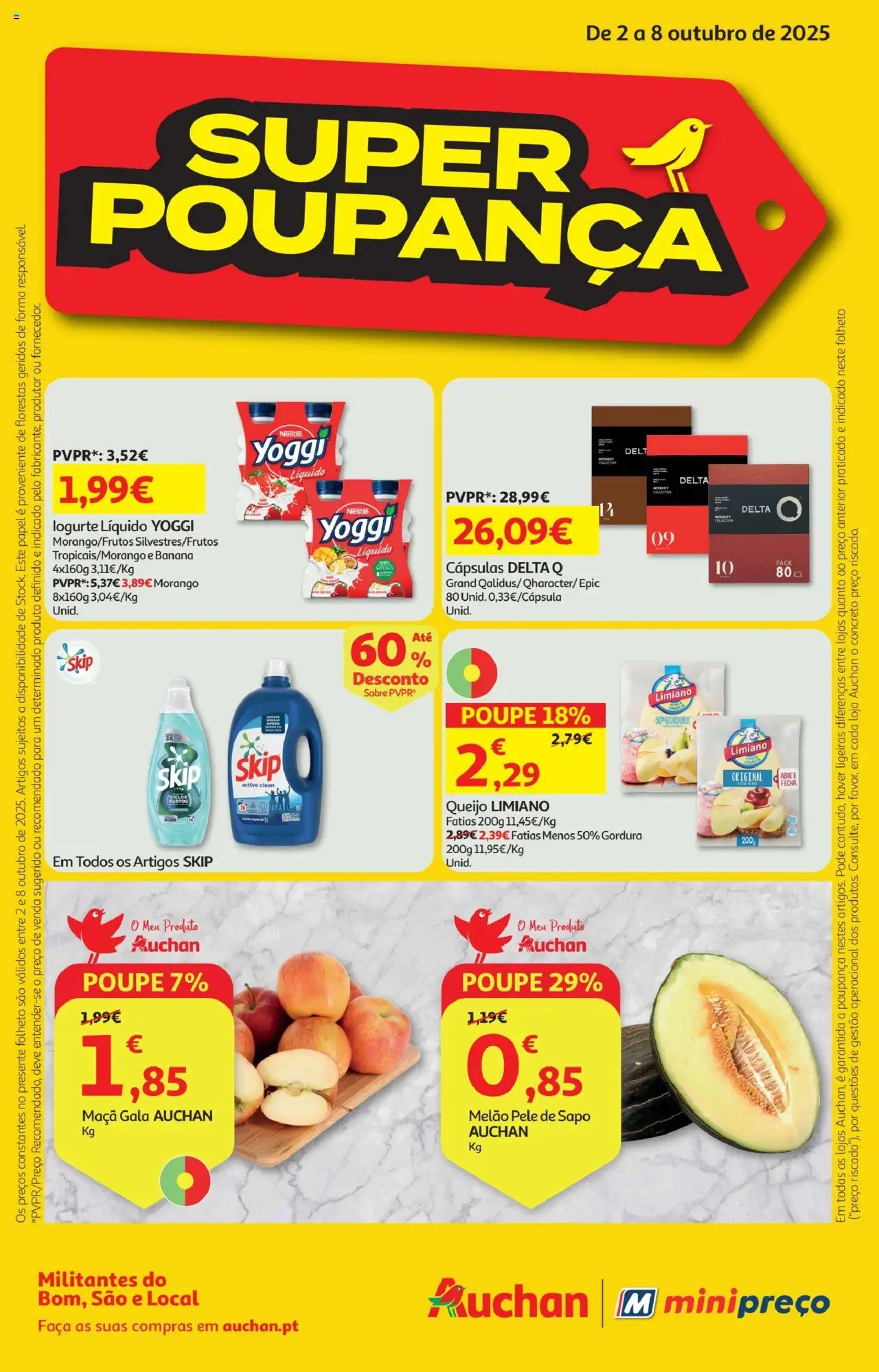 Minipreço Folheto de 02/10/2025 - catálogo esta semana - página 1 - Delta q, Banana, Nestlé, Maça, Queijo, Melão, Cápsulas, Faca