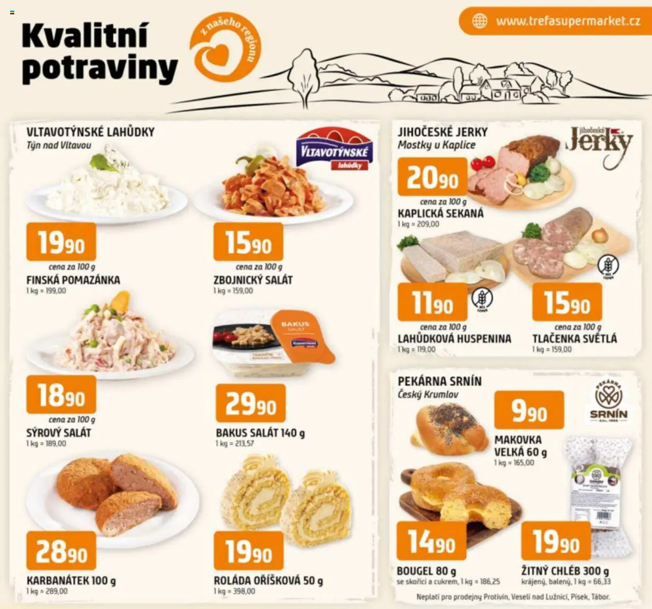  Trefa Leták - Kvalitní potraviny z našeho regionu (25.06.2025 - 01.07.2025) - Potraviny, Pekárna, Salát, Chléb, Pomazánka, Jerky, Tlačenka, Žitný chléb