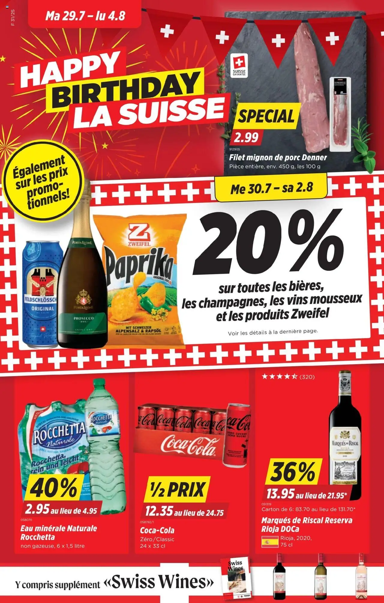 Denner Aktionen FR ab 29.07.2025 - Seitennummer 1 - Rapsöl, Prosecco, Paprika, Chips
