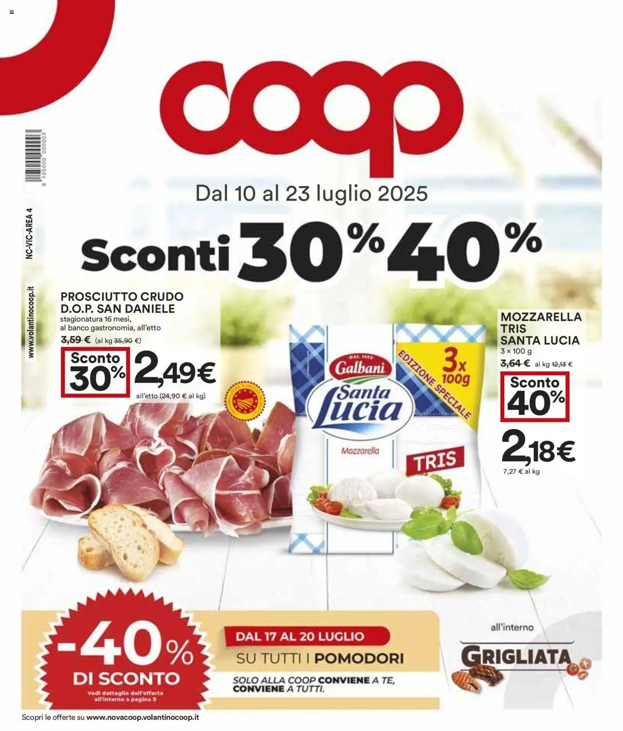 Volantino COOP valido da 10/07/2025 numero di pagina 1 - Prosciutto Crudo, Mozzarella, Prosciutto, Pomodori