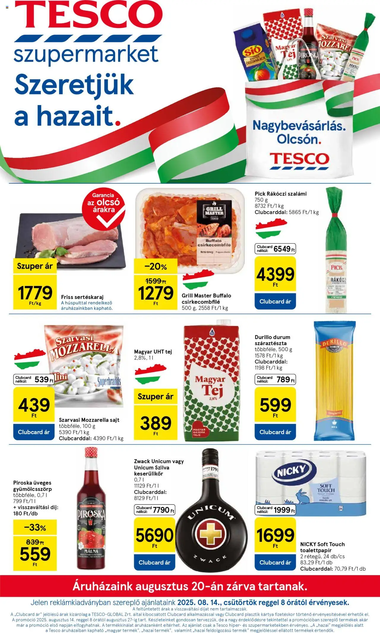 Tesco aktuális szórólap, érvényes 2025.08.14.-től - 1 oldal
