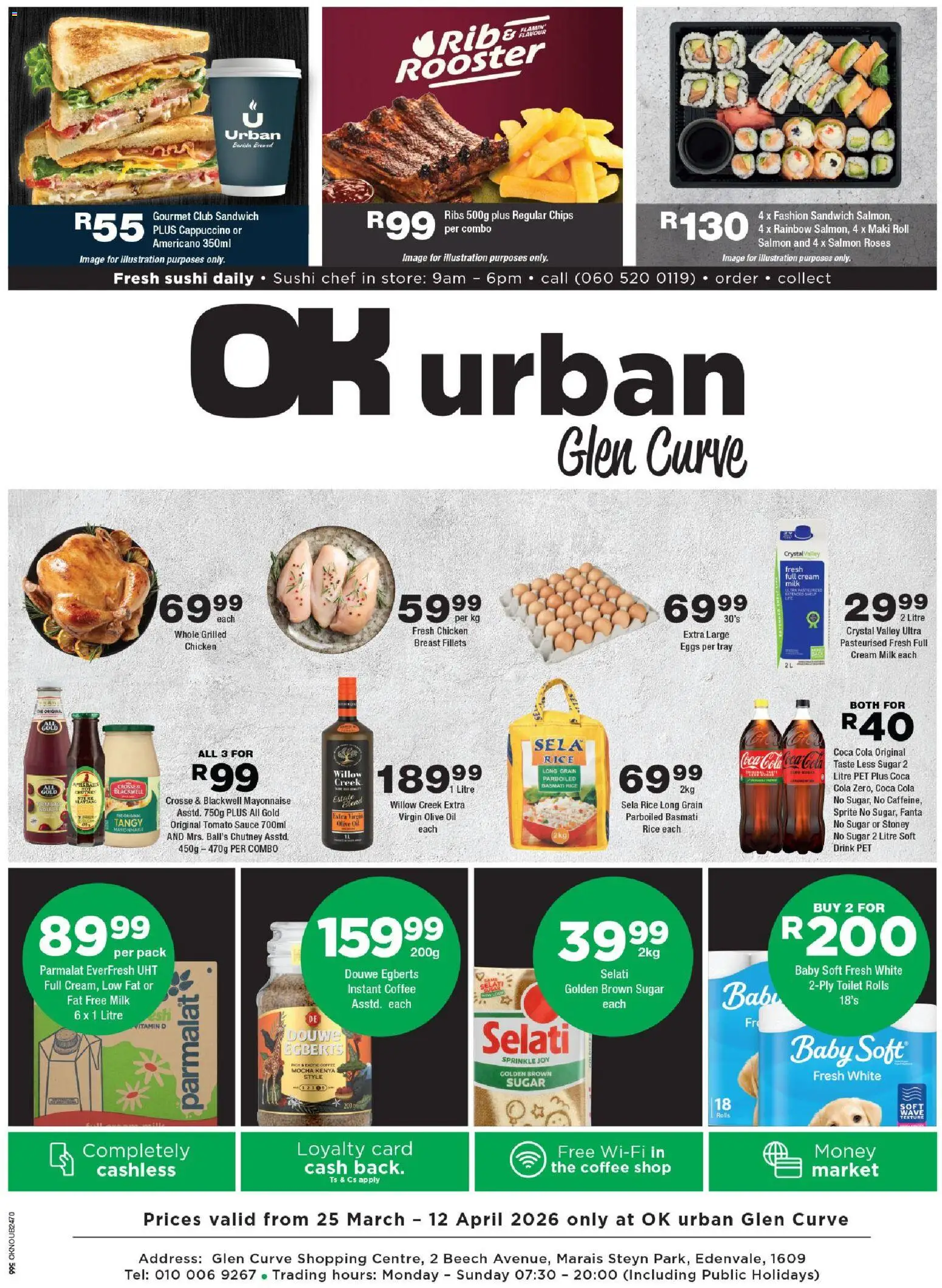 Preview of OK Foods flyer valid from 25/03/2026 - Chicken, Toilet, Milk, Oil, Sugar, Cream, Tomato sauce, Chutney