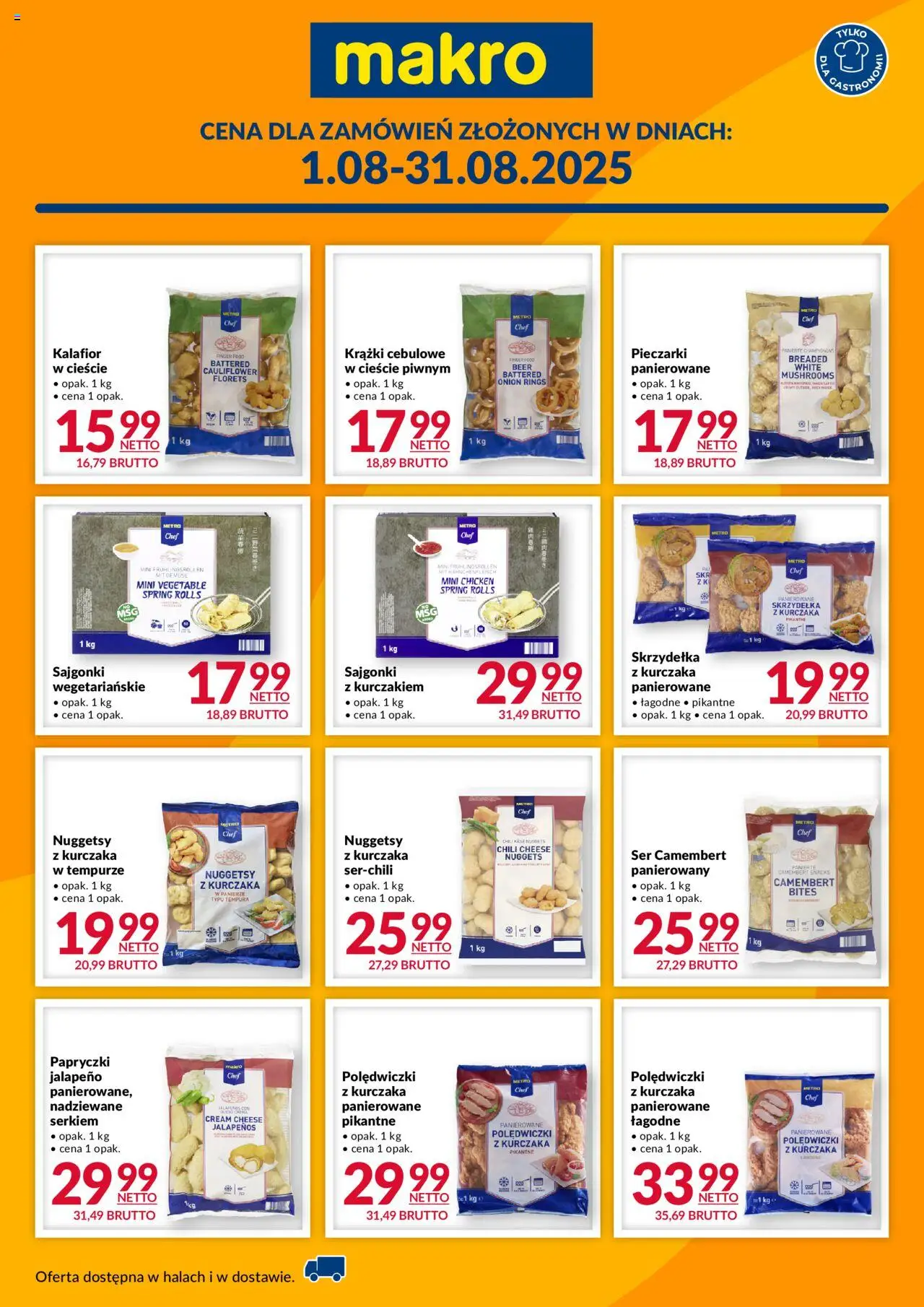 Makro Street food od 01.08.2025 - Nowa Gazetka - Numer strony 1 - Chili, Pieczarki, Tempura, Sajgonki, Krążki cebulowe, Camembert, Polędwiczki, Skrzydełka