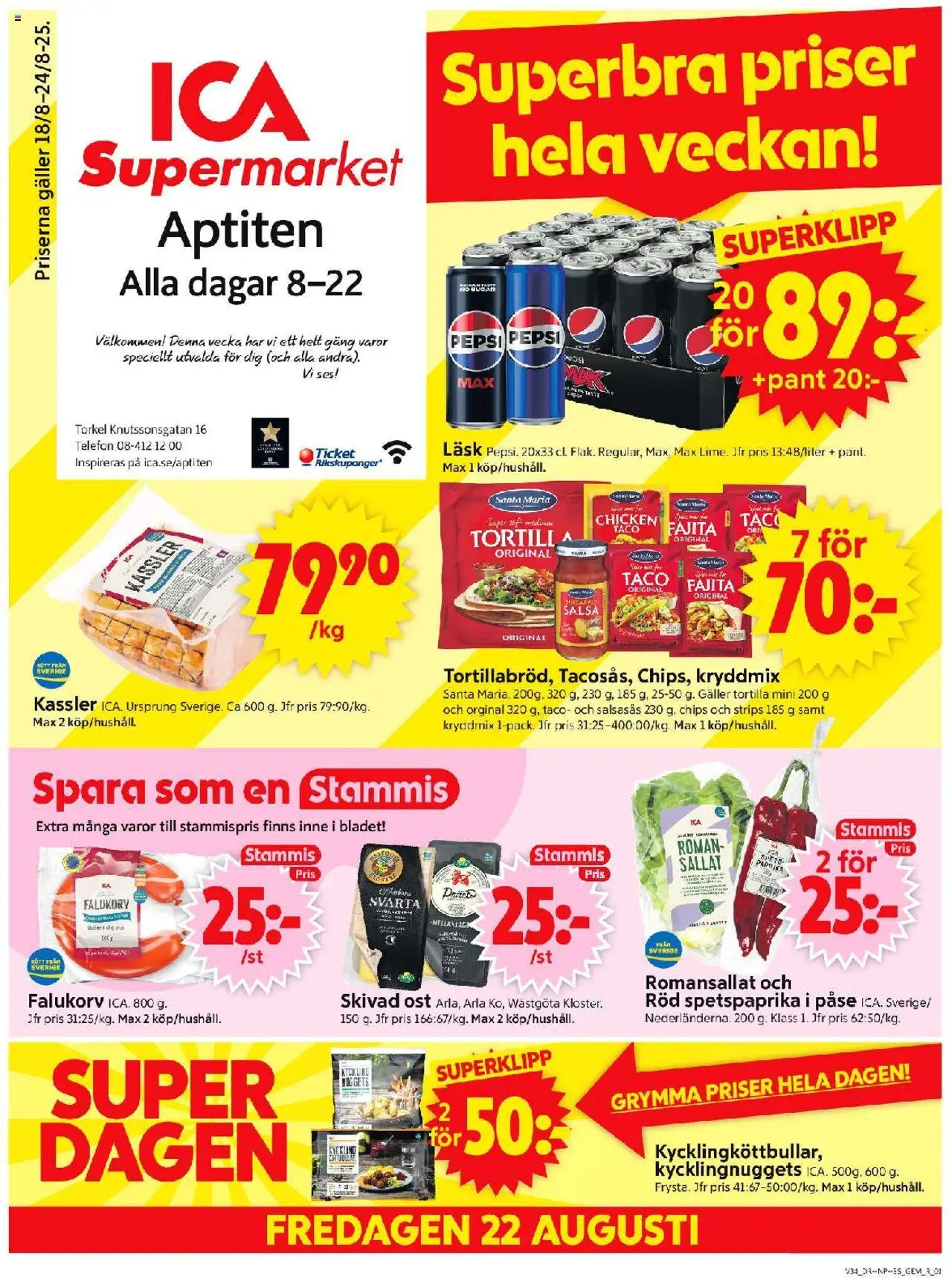 Aktuella reklamblad ICA Supermarket är giltig 18/08 2025 > Veckans Erbjudanden gäller från 18/08/2025 till 24/08/2025 sidnummer 1