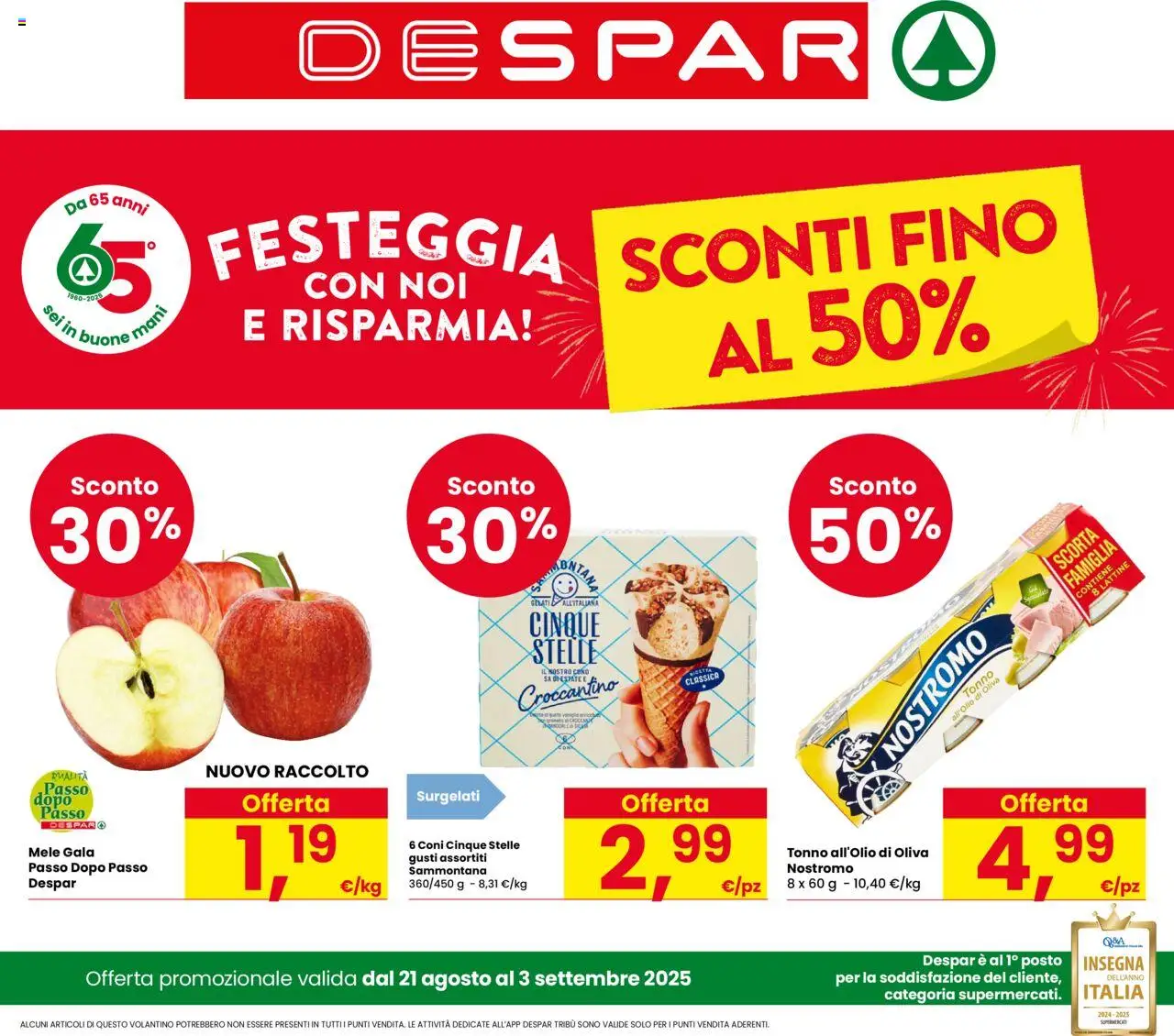 Volantino Despar valido da 21/08/2025 numero di pagina 1
