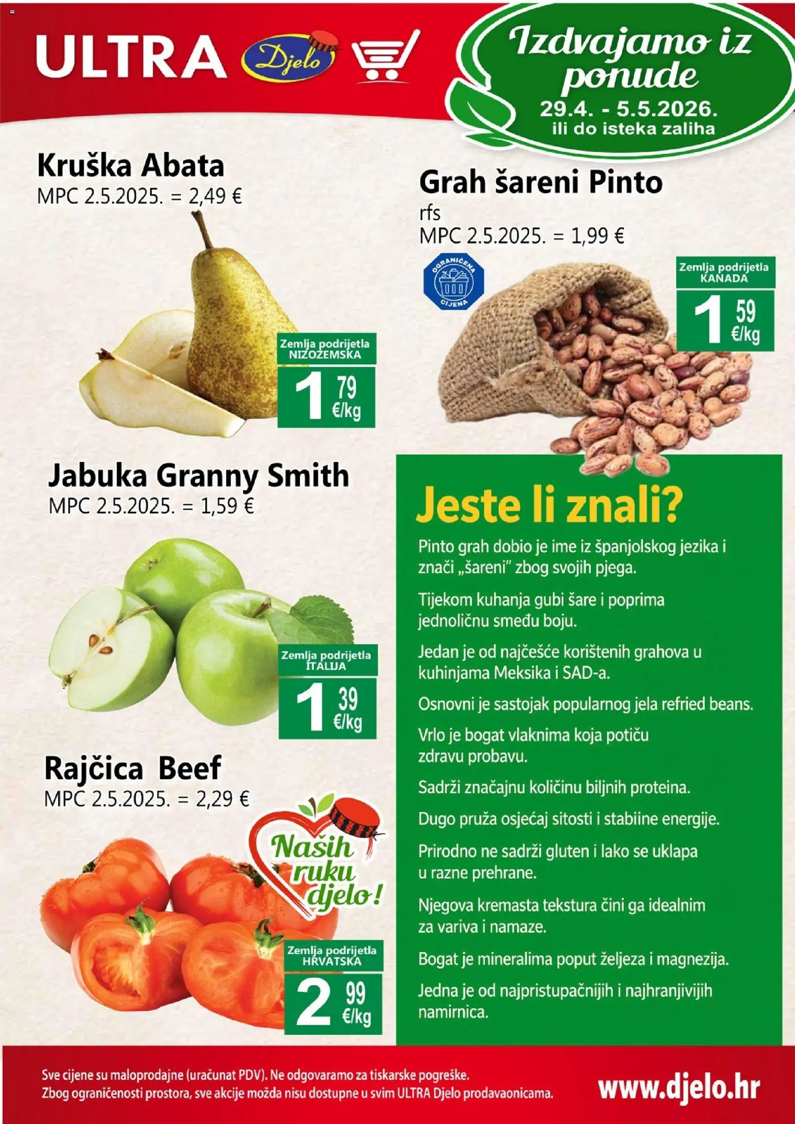 Pregled letka Djelo Katalog trgovine Djelo vrijedi od 29.04.2026