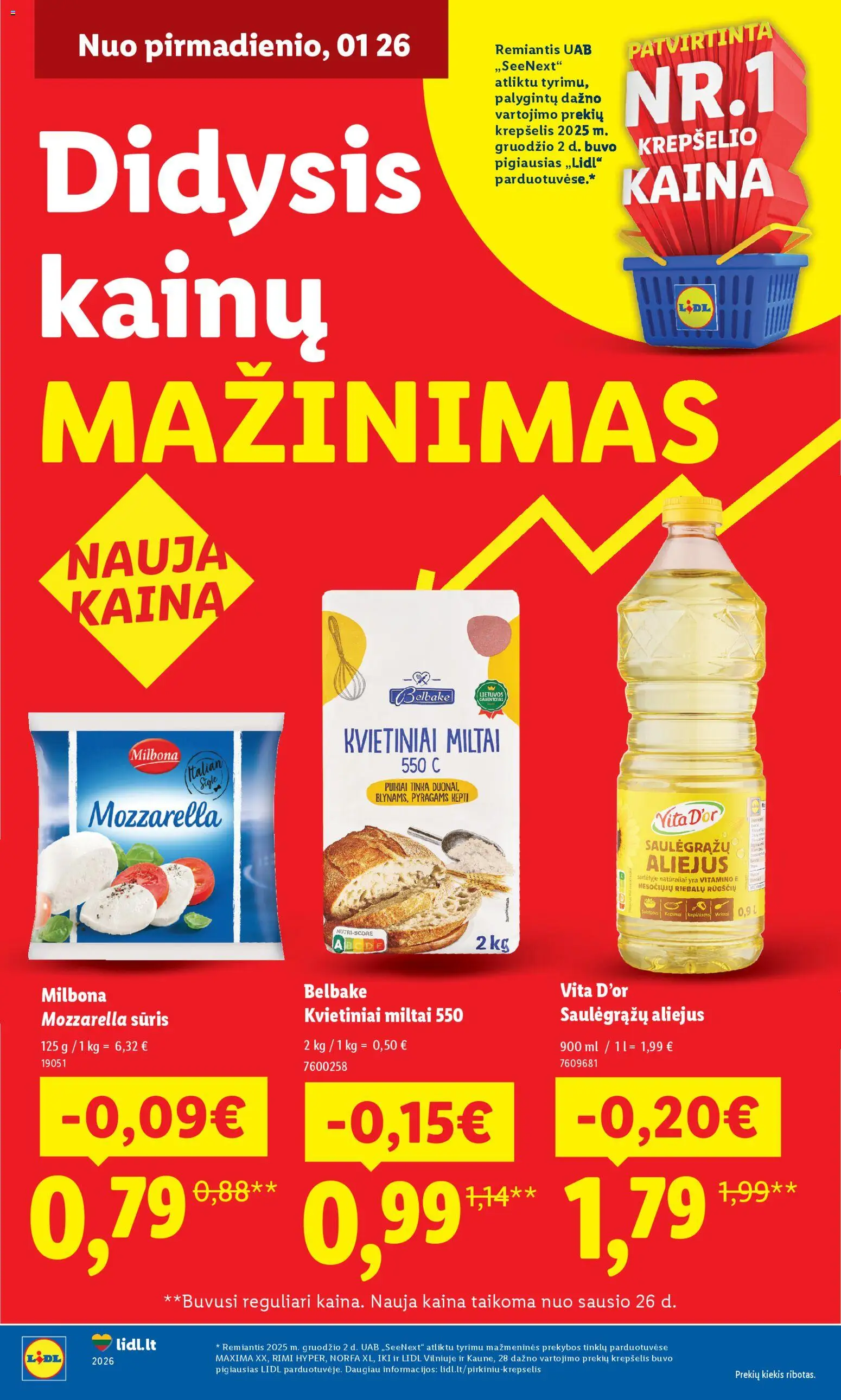 LIDL parduotuvės leidinio Leidinys - Didysis kainų mažinimas galiojančio nuo 2026.01.26 peržiūra