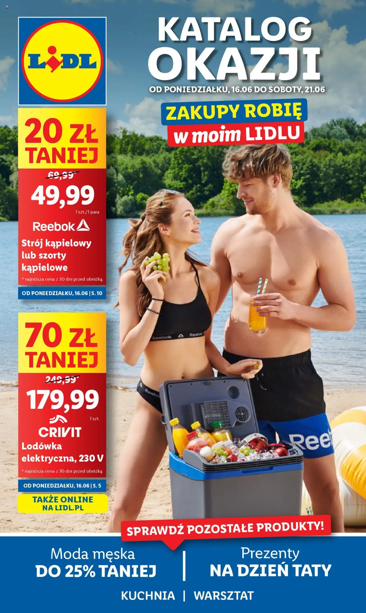 LIDL gazetka 16.06.2025 - 21.06.2025 - Najnowsza od czwartku - Numer strony 1 - Lodówka, Strój kąpielowy, Szorty