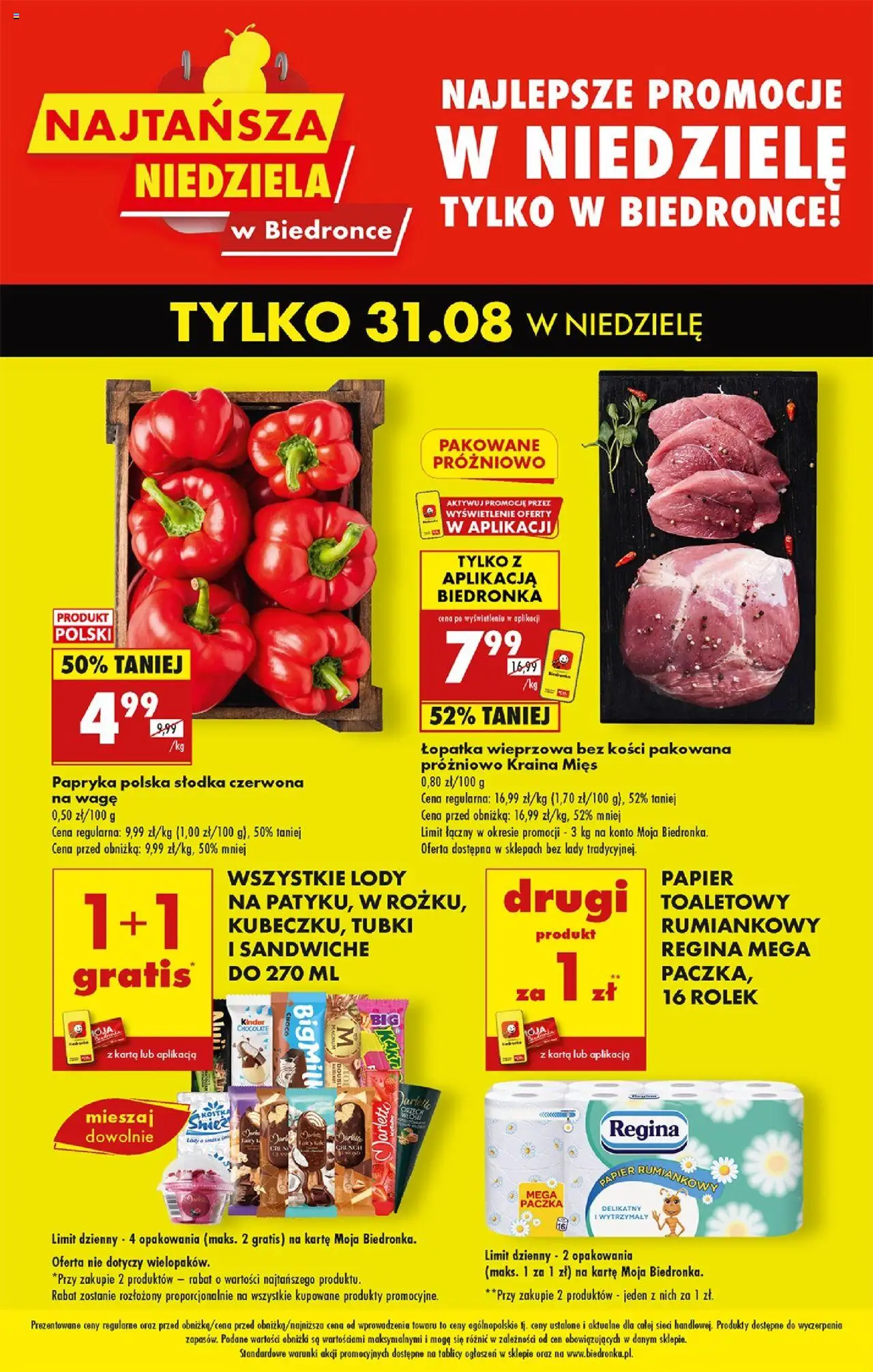 Biedronka gazetka promocyjna 31.08.2025 - "Najtańsza niedziela" - Numer strony 1