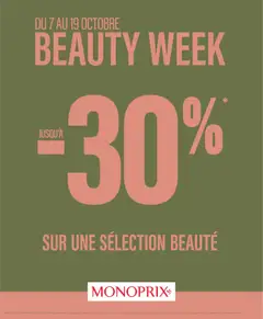 Prévisualisation de Beauty week du magasin Monoprix formulaire valide 07/10/2025