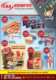 Náhľad CBA Komfos letáku platného od 02.10.2025