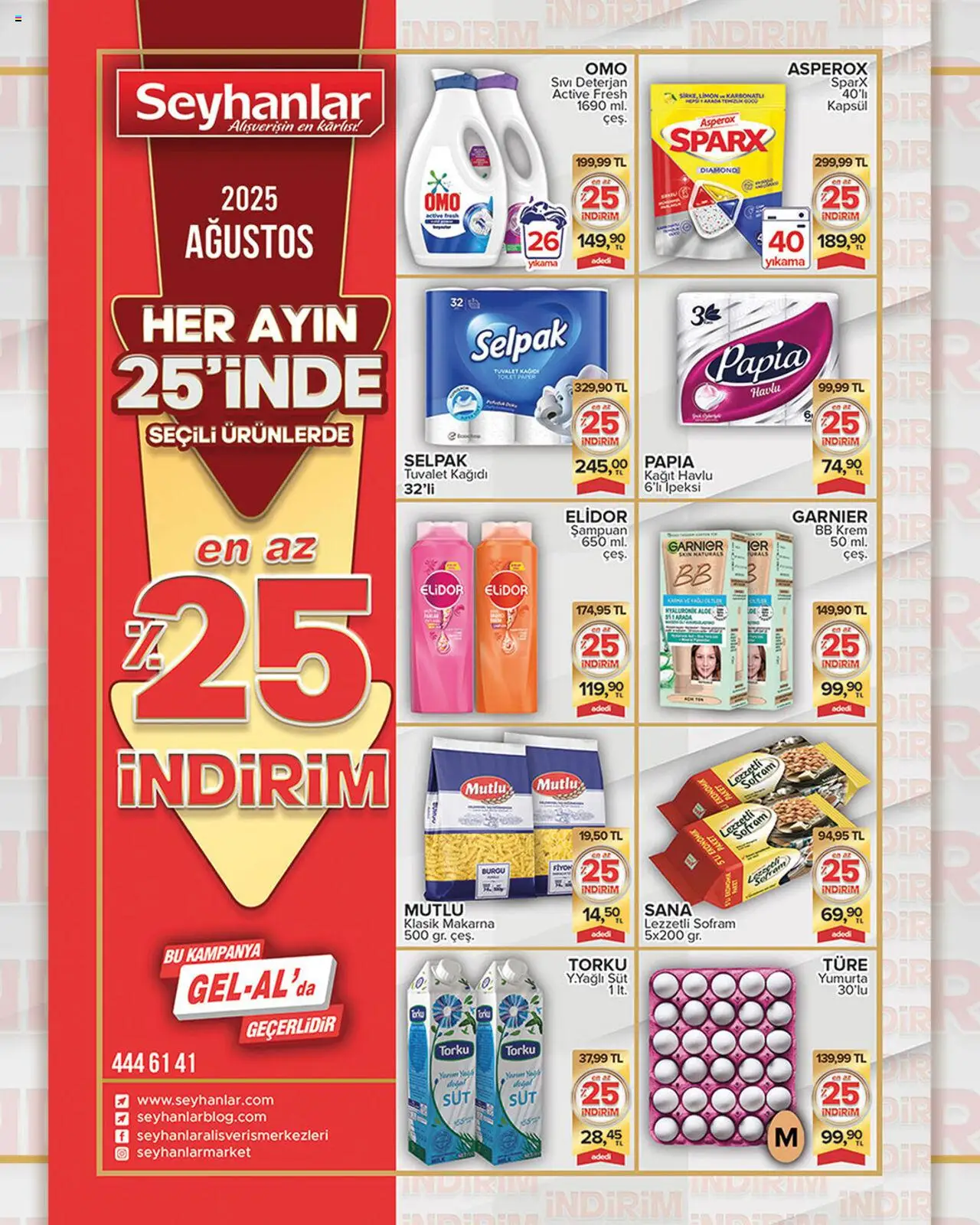 Seyhanlar Market %25 İndirim (25 - 25 Ağustos 2025) - Sayfa numarası 1 - Süt, Yumurta, Tuvalet, Şampuan, BB krem, Kağıt havlu, Krem, Deterjan