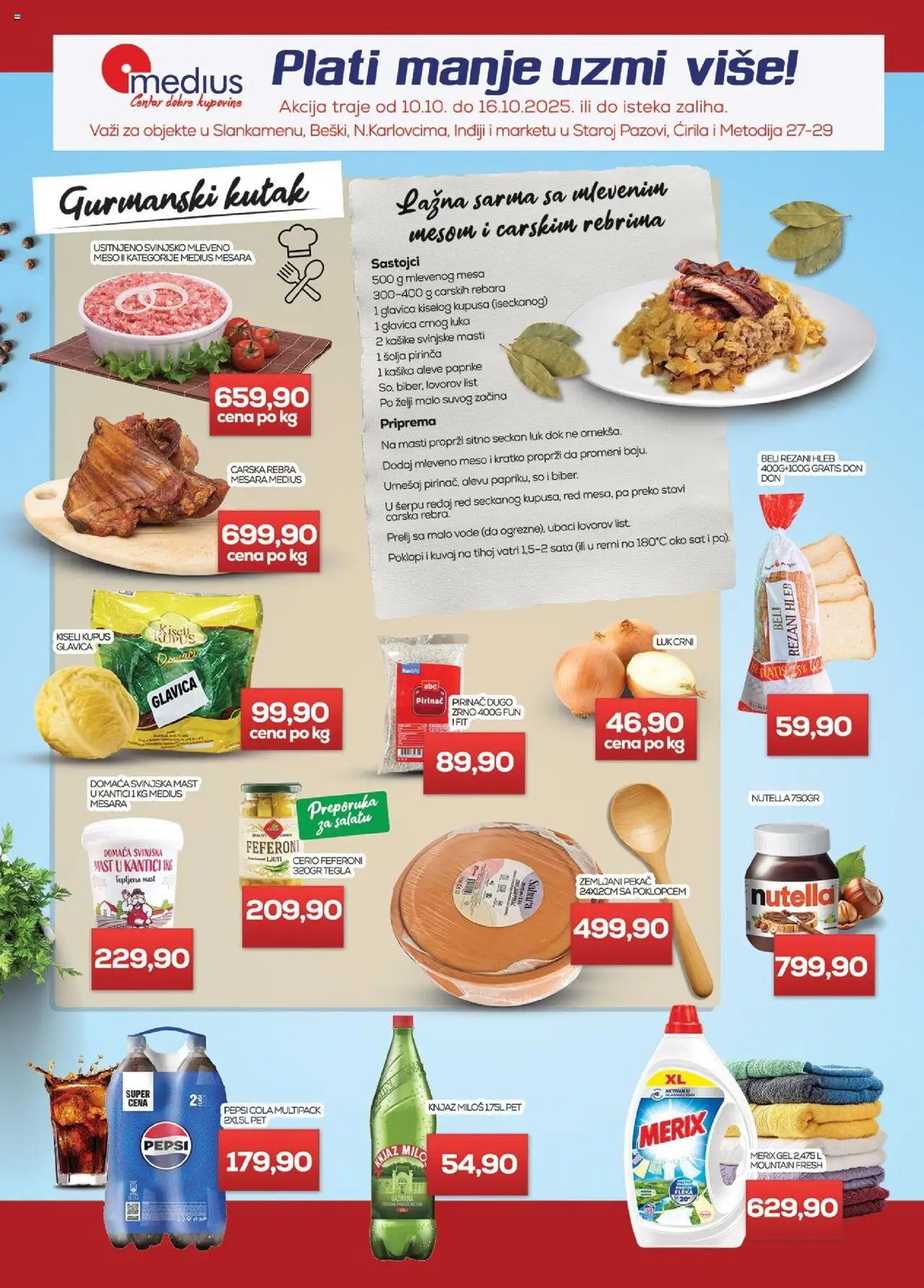 Medius katalog važi od 10.10.2025 - stranica 1 - Sat, Nutella, Kupus, Hleb, Mleveno meso, Svinjska mast, Sastojci, Rezani hleb