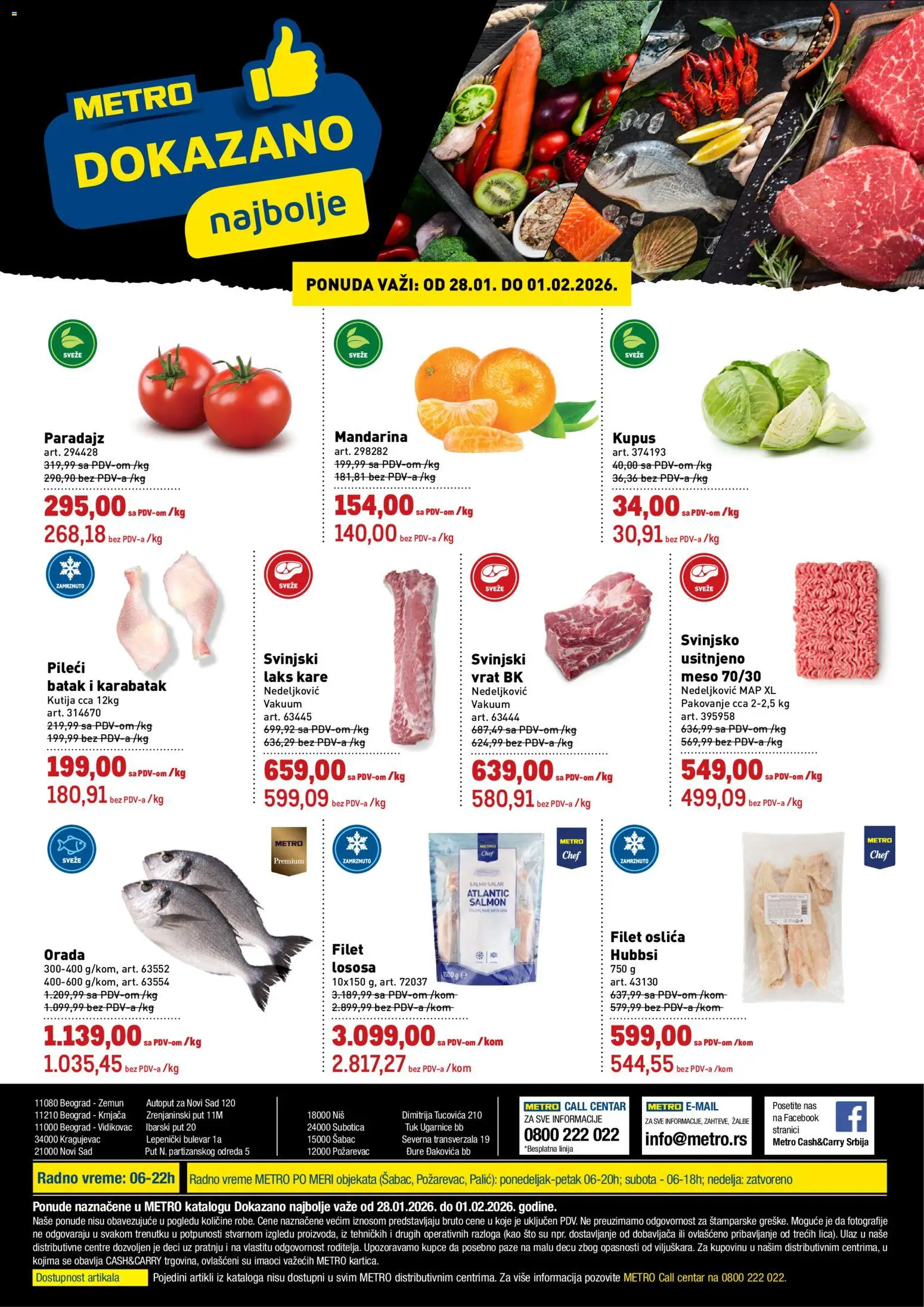 Pregled Metro kataloga - važi od 28.01.2026 - Mandarina, Orada, Sto, Meso, Kutija, Vrat, Pakovanje, Filet