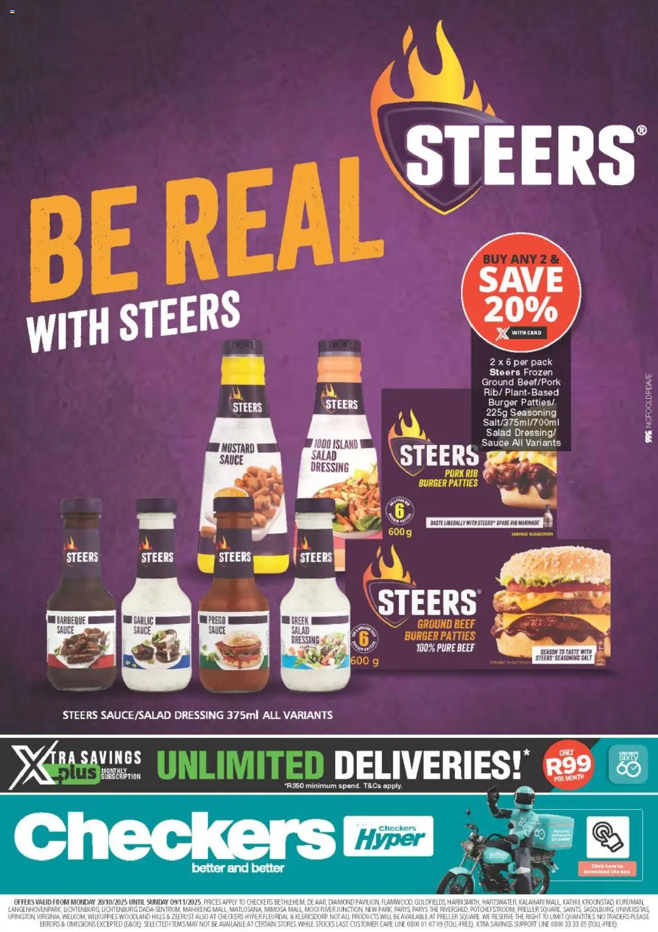 Checkers Northern Cape - Steers Promotion 20/10 - 09/11/2025 >> Catalogue