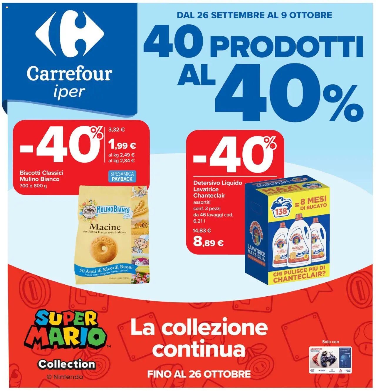 Volantino Carrefour valido da 26/09/2025 numero di pagina 1 - Biscotti, Lavatrice, Olio, Panna