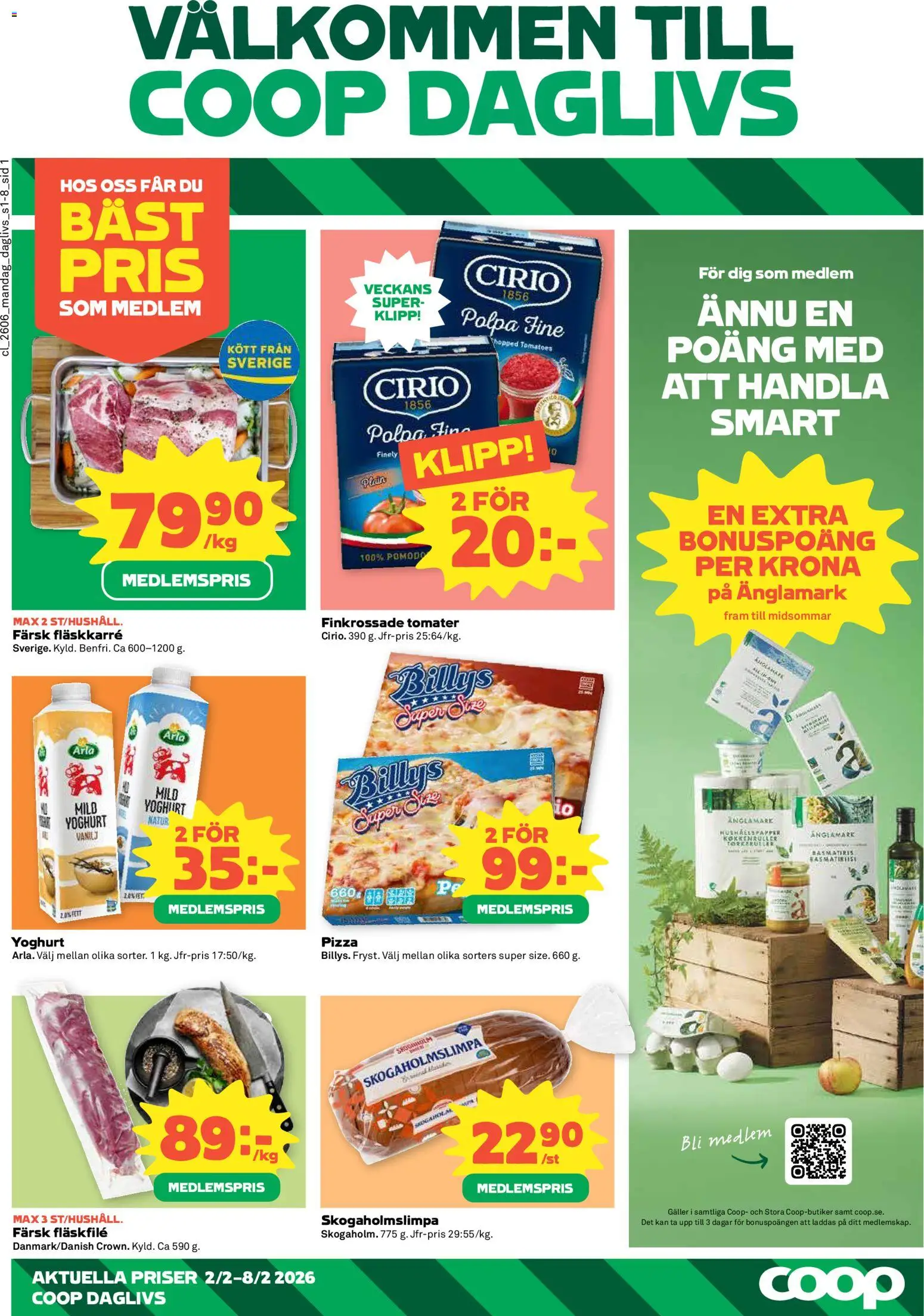 Förhandsgranska reklamblad Aktuella reklamblad Coop Daglivs från butik Coop Daglivs gäller från 02/02/2026