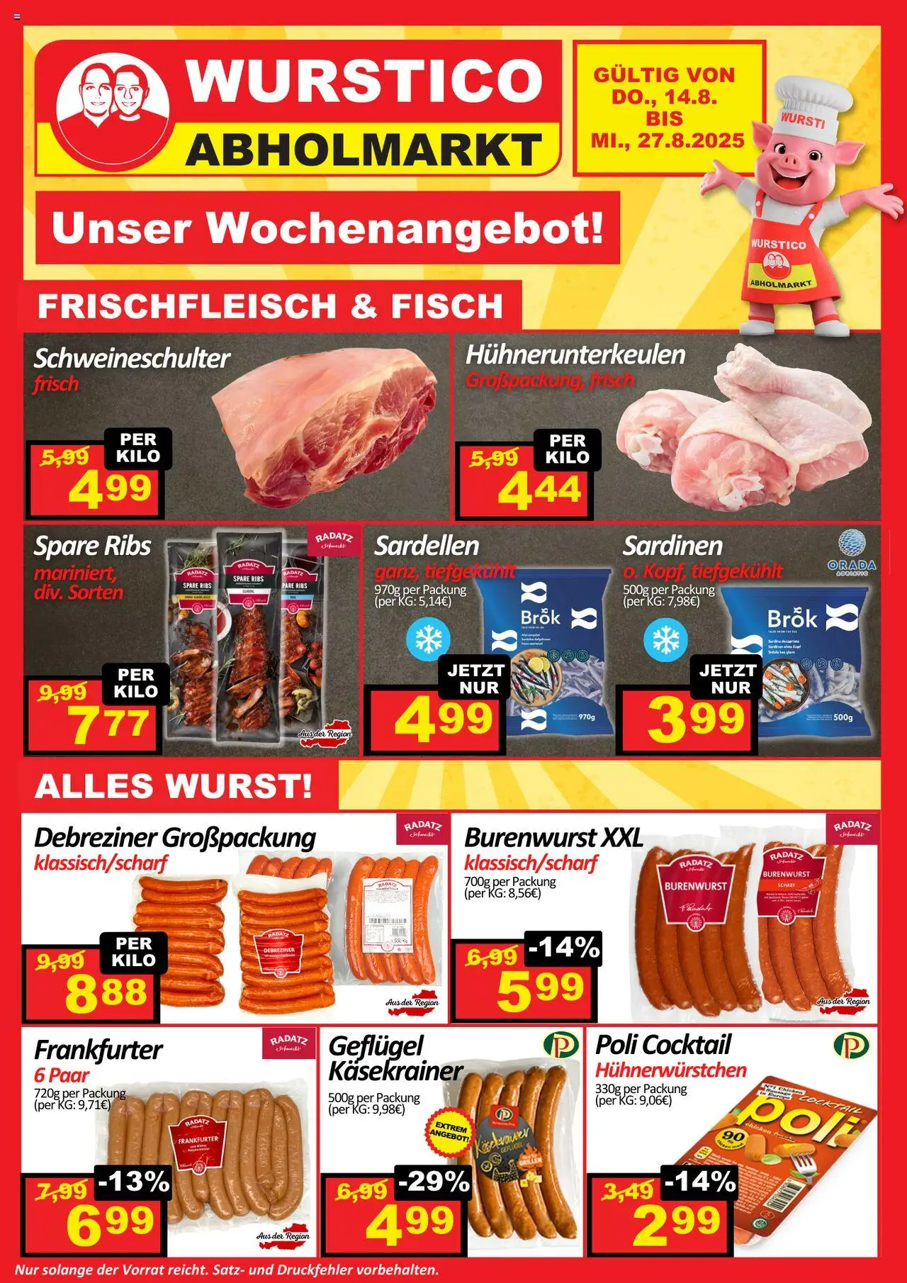 Wurstico Abholmarkt Flugblatt ab (14.08.2025 - 27.08.2025) - Seite 1
