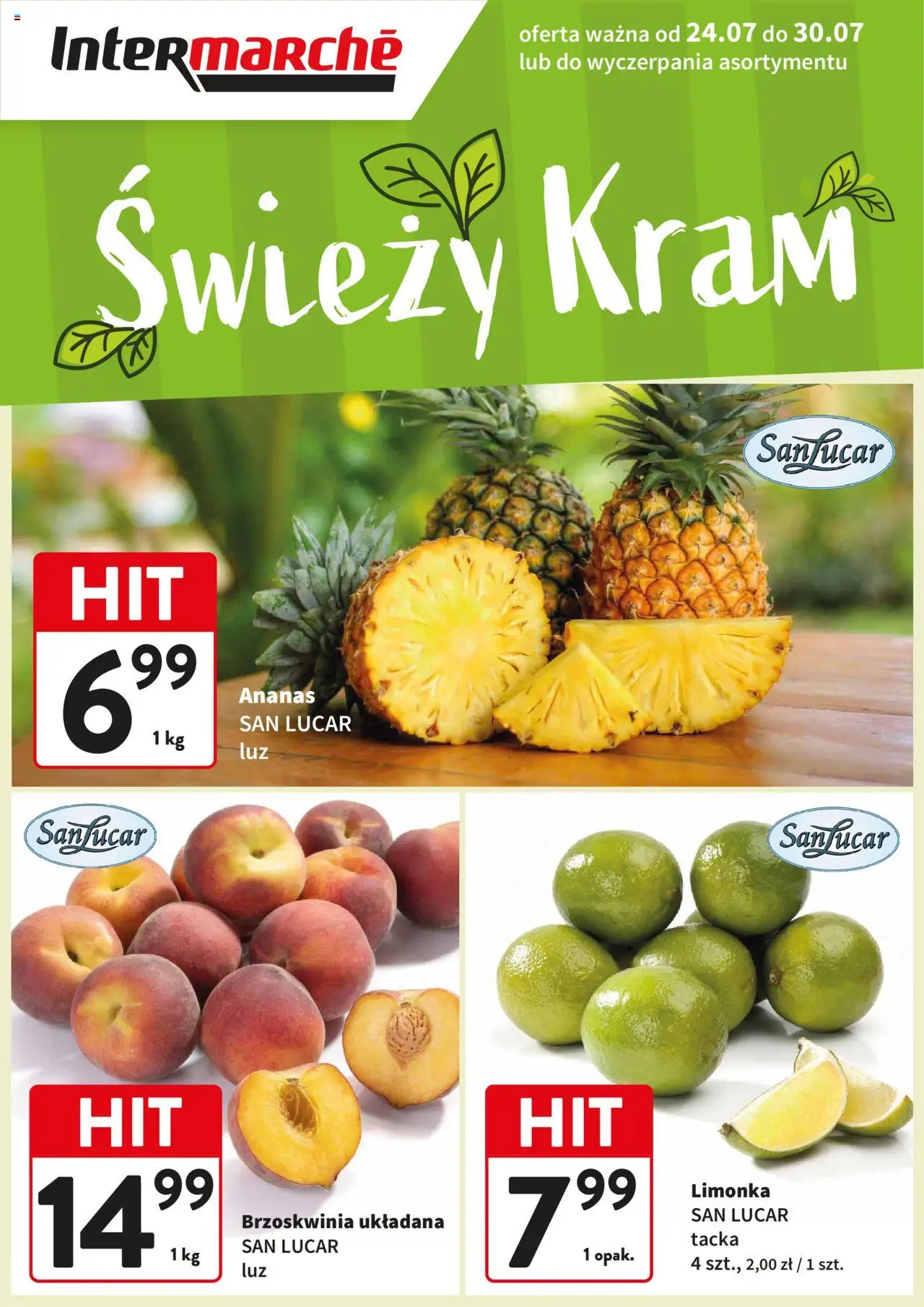 Intermarche Świeży Hit od 24.07.2025 - Nowa Gazetka - Numer strony 1 - Brzoskwinia, Limonka, Ananas