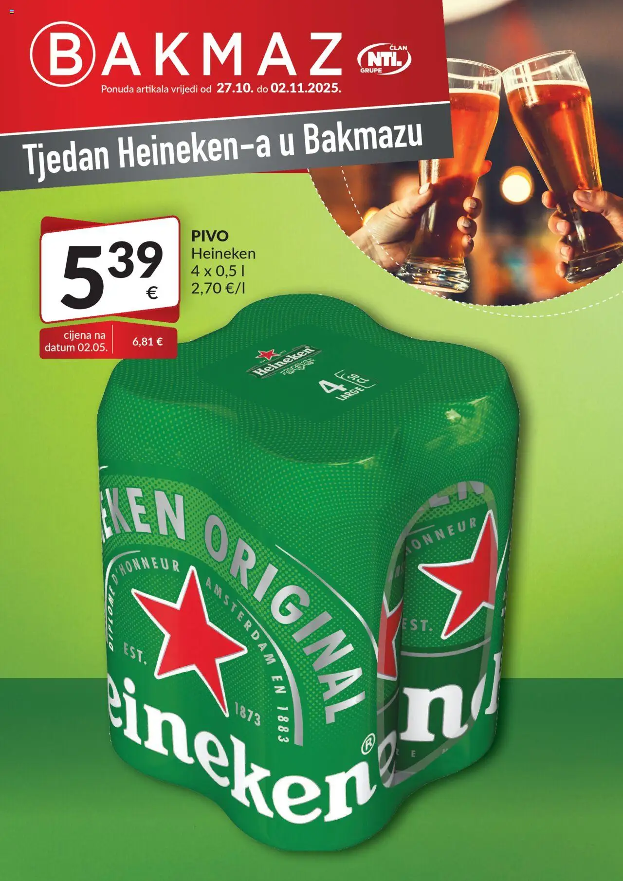 Bakmaz aktualni Tjedan Heineken vrijedi od 27.10.2025 - tjedna akcija broj stranice 1