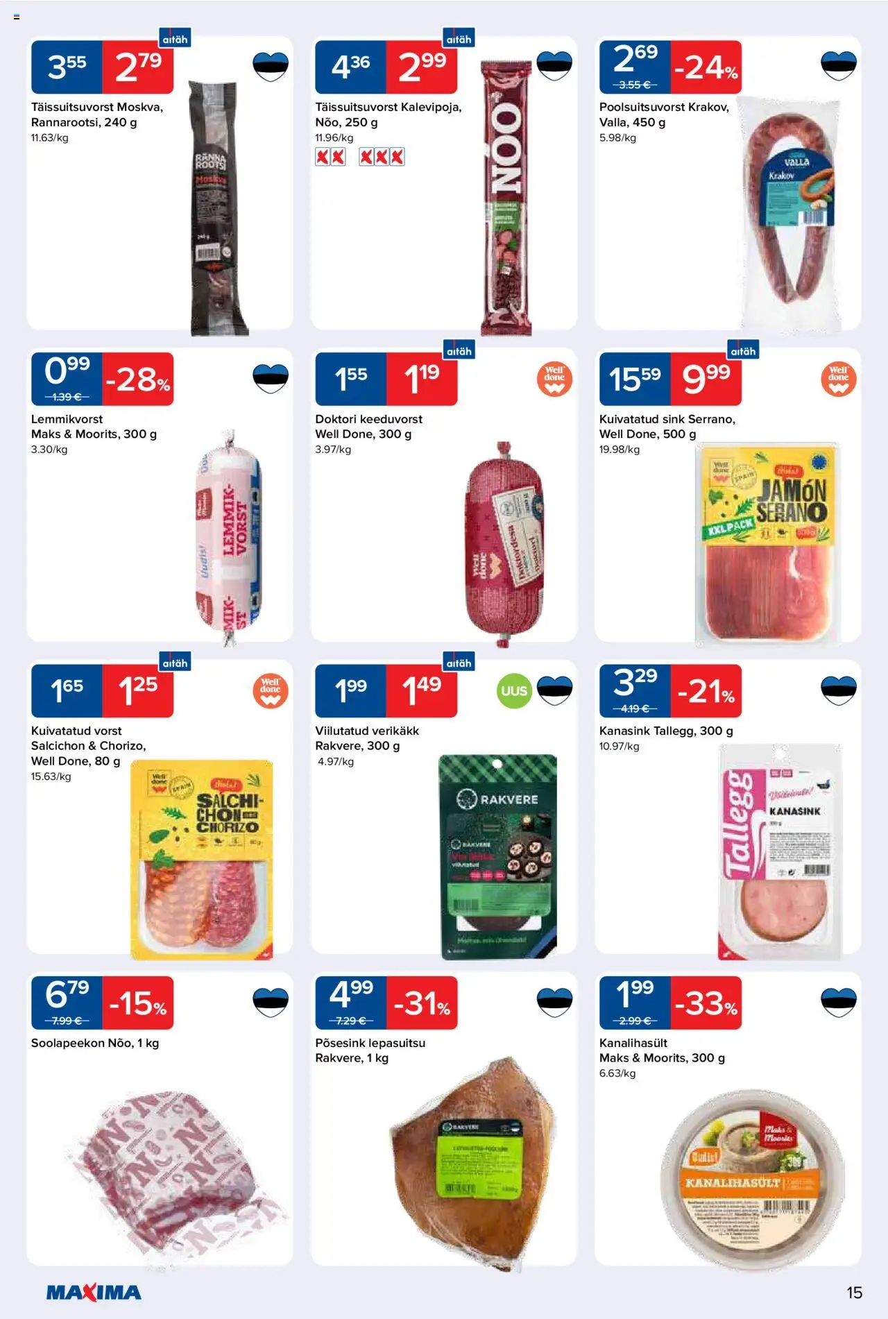 Maxima kliendilehe eelvaade alates 2025.10.21