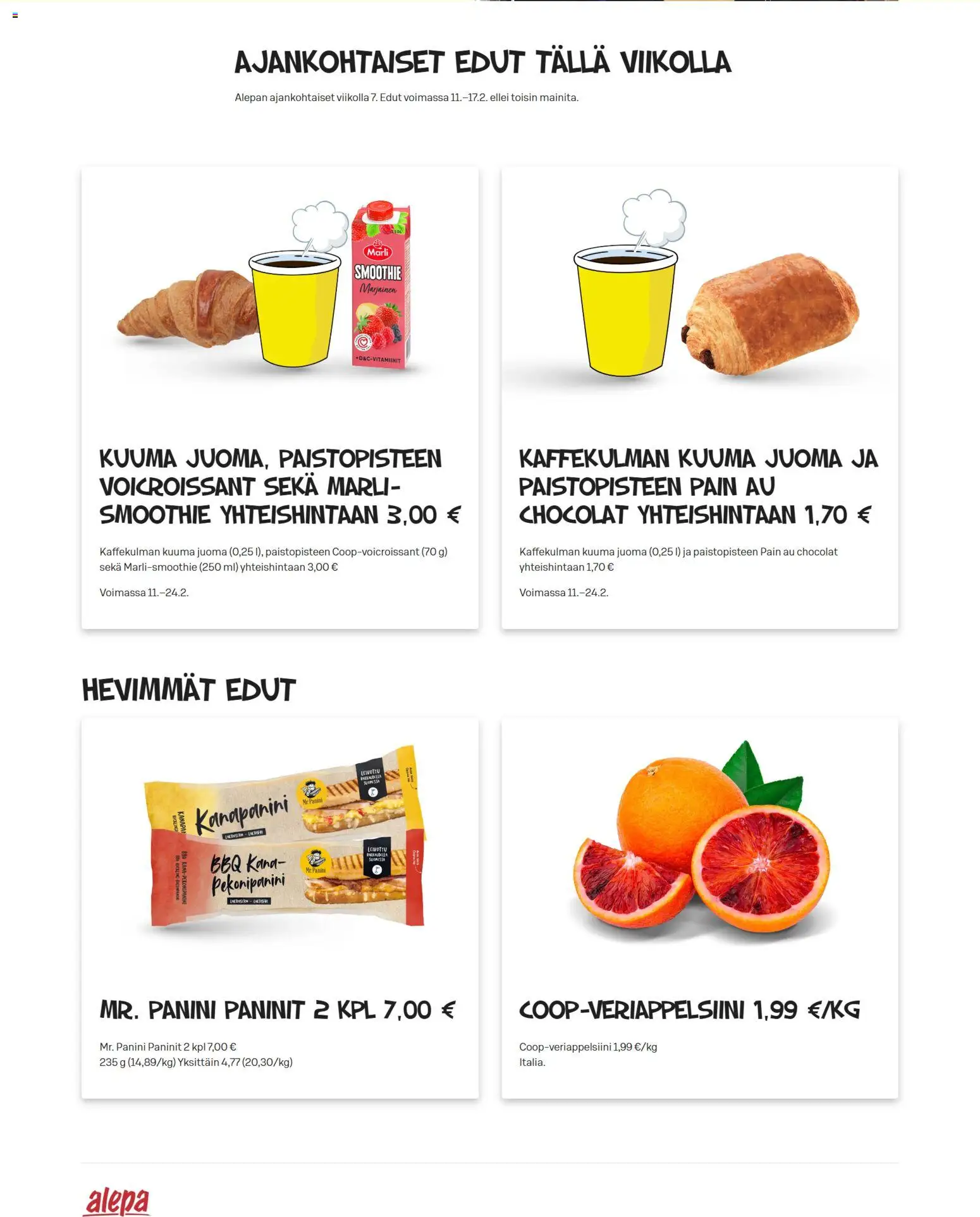 Kaupan Alepa Tarjoukset esikatselu, voimassa 11/02/2026