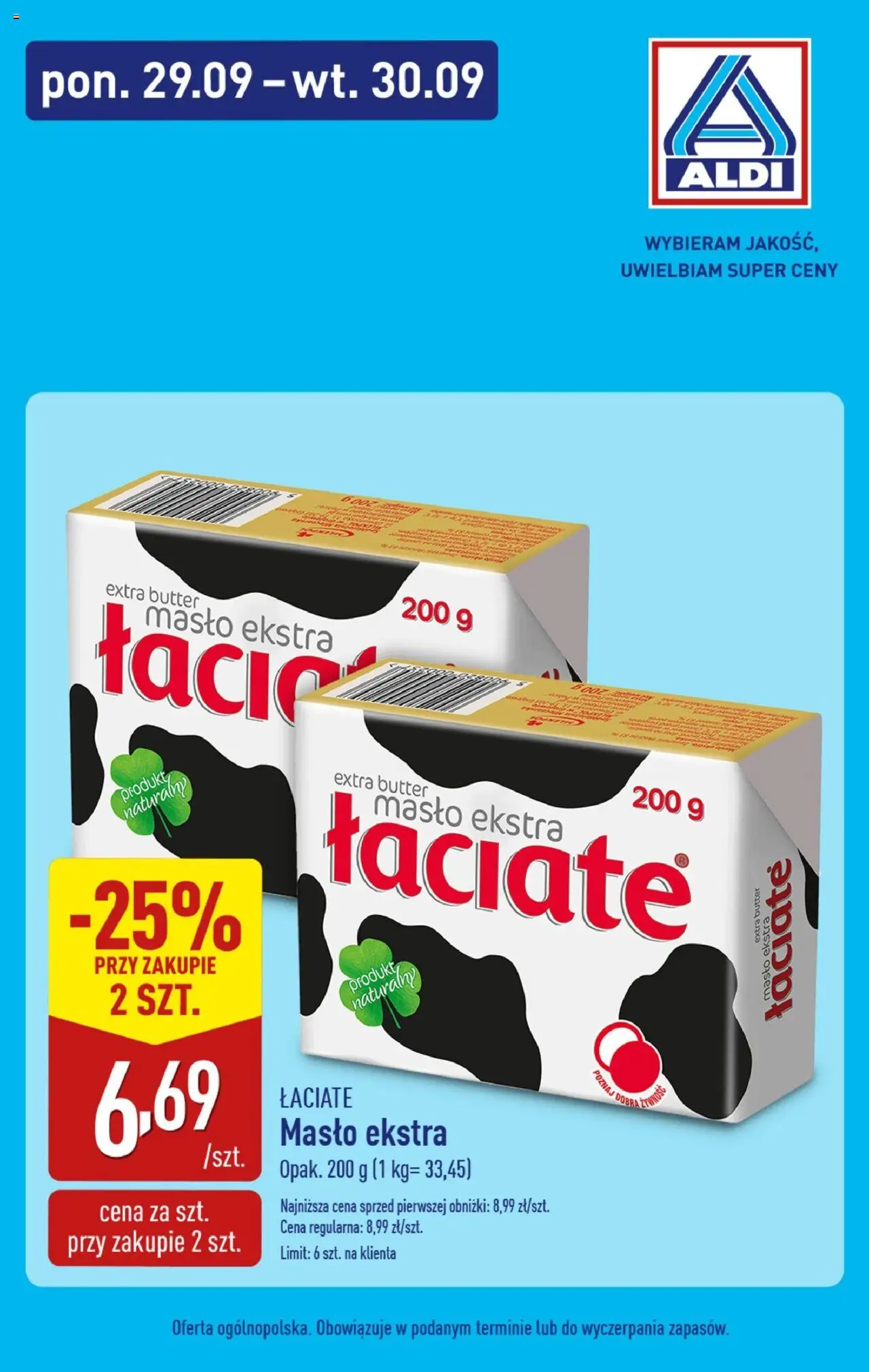 Aldi Tanie masło od 29.09.2025 - Nowa Gazetka - Numer strony 1