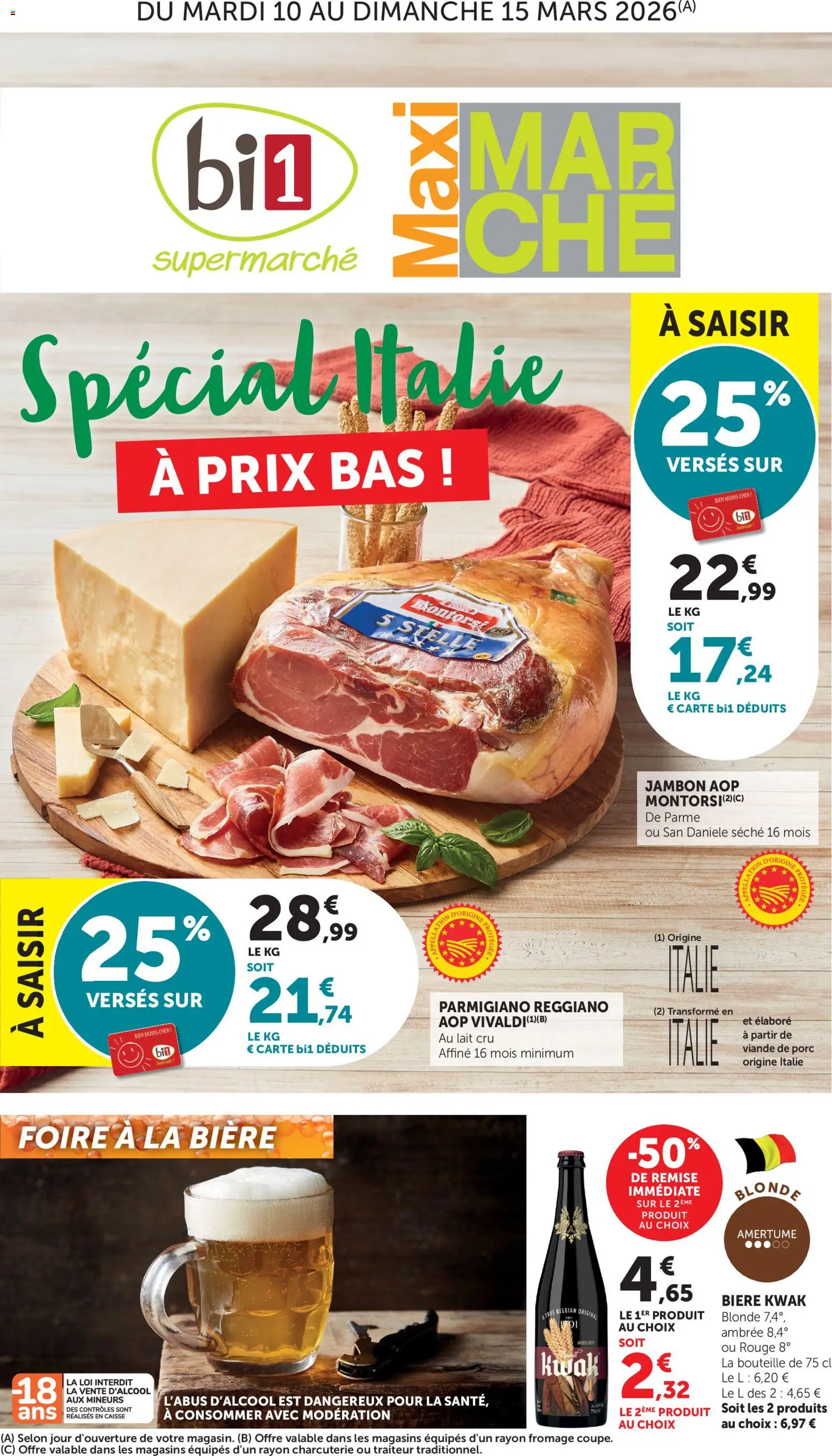 Prévisualisation de bi1 catalogue du magasin bi1 formulaire valide 10/03/2026 - Charcuterie, Bière, Lait, Jambon, Viande, Porc, Parmigiano Reggiano, Viande de porc