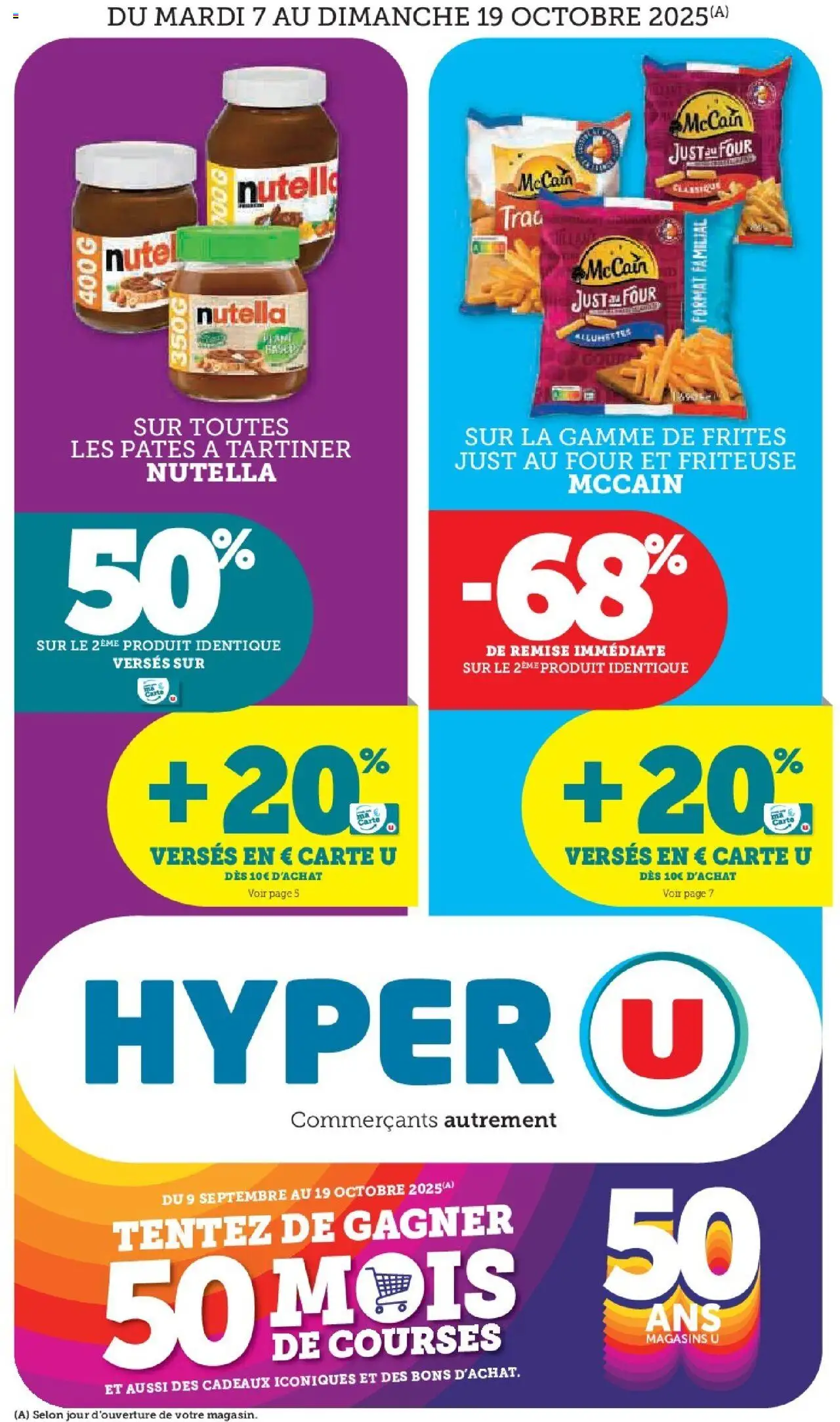 Catalogue de la boutique Hyper U valable du 07/10/2025 - Page numéro 1 - Four, Nutella, Pâtes, Friteuse, Frites