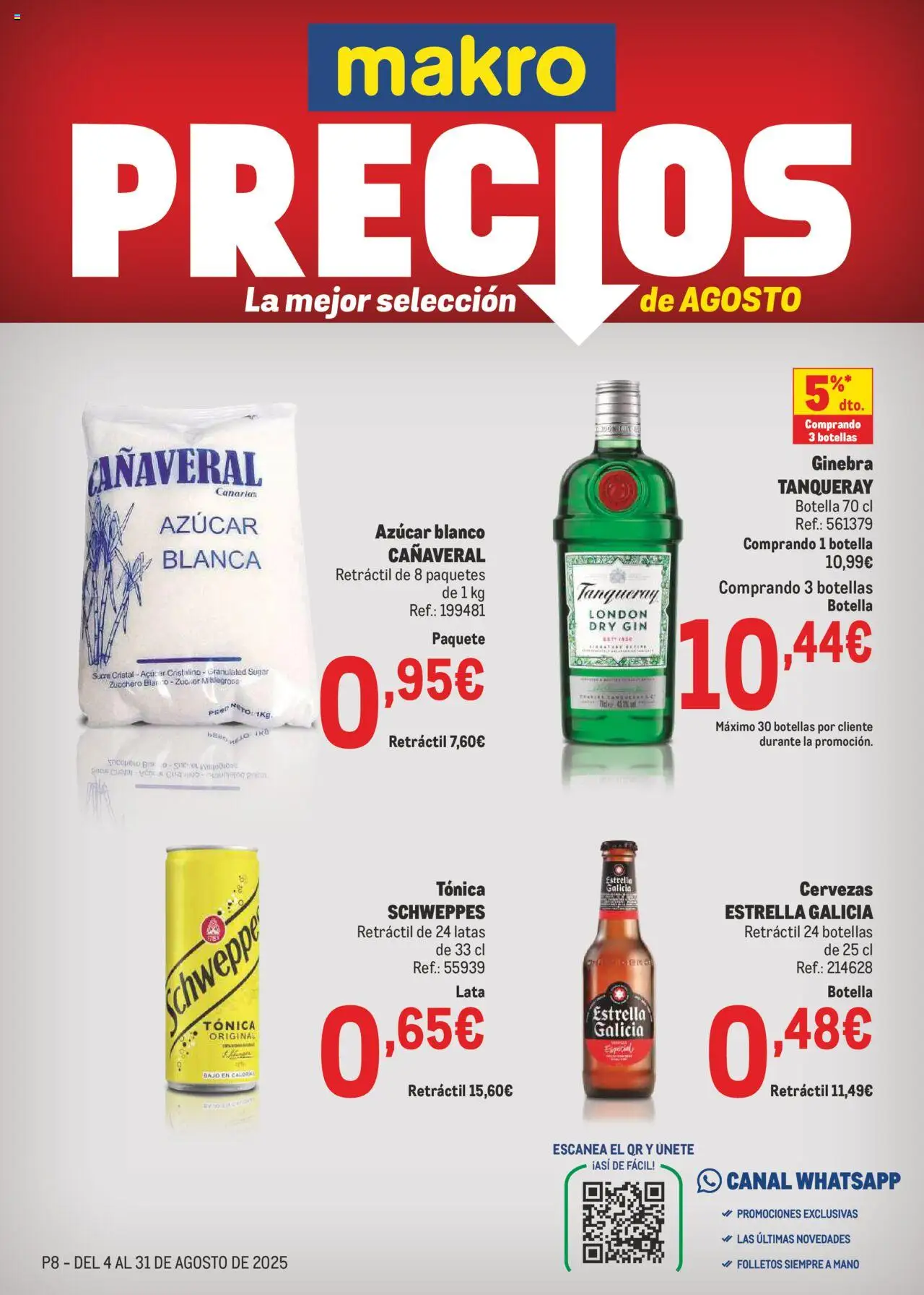 Makro Precios Canarias > 04/08 - 31/08/2025 > Ofertas - Ginebra, Azúcar, Peso, Tónica