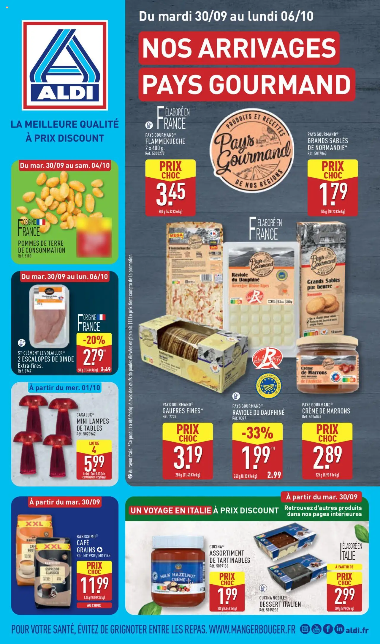 Prévisualisation de Catalogue de la semaine 40 du magasin Aldi formulaire valide 30/09/2025 - Café, Dessert, Gaufres, Flammekueche, Beurre, Dinde, Crème, Pommes
