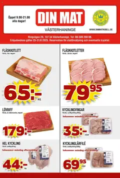 Förhandsgranska reklamblad Aktuella reklamblad Din Mat från butik Din Mat gäller från 25/08/2025