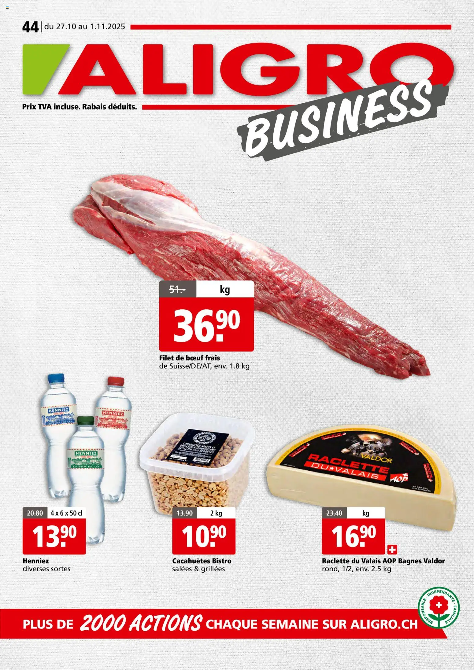 Aligro Aktionen Businesskunden - Chavannes, Matran, Genève, Sion ab 27.10.2025 - Seitennummer 1
