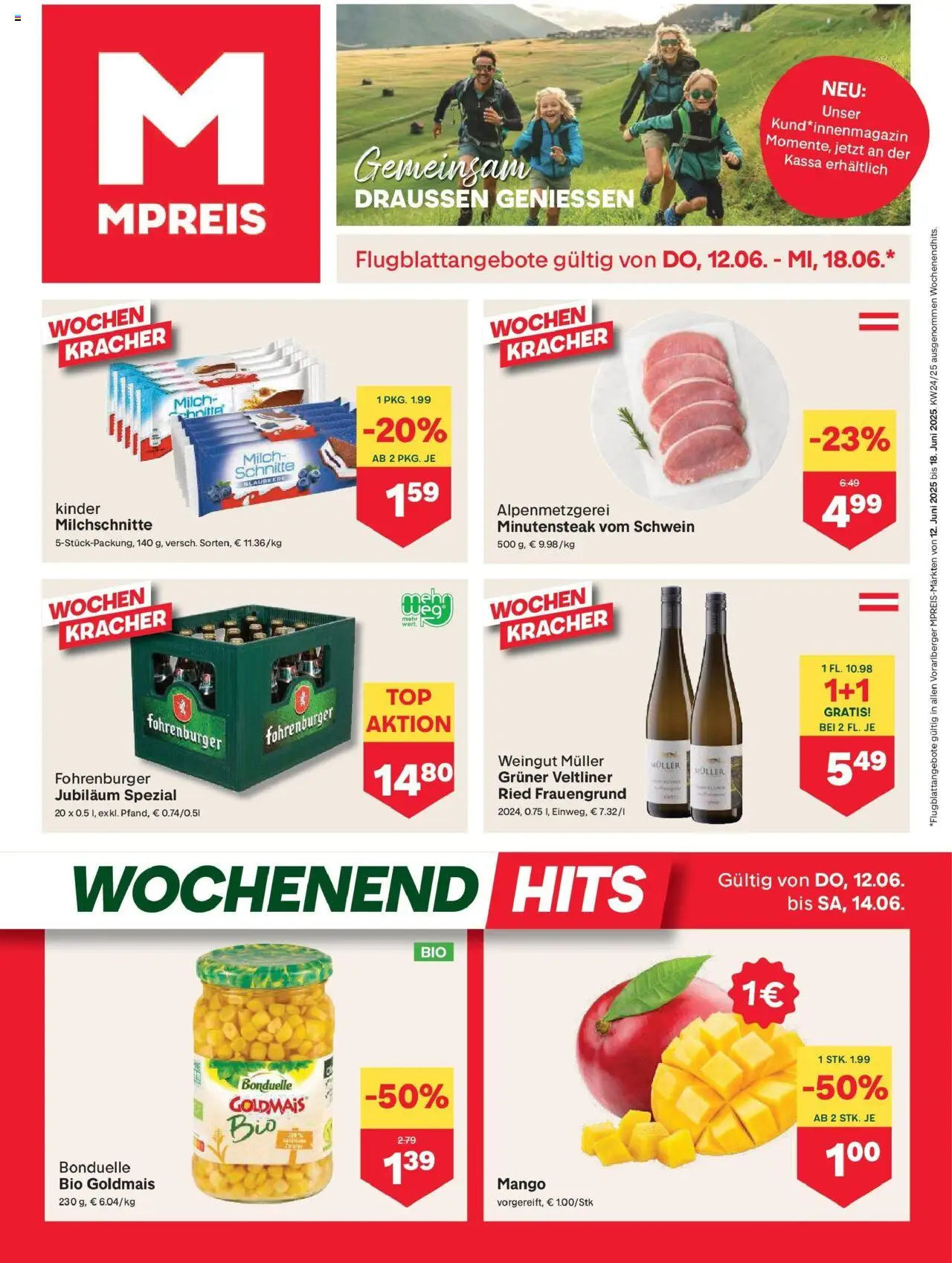  MPREIS Mittelberg ab (12.06.2025 - 18.06.2025) - Seite 1 - Mango, Milch