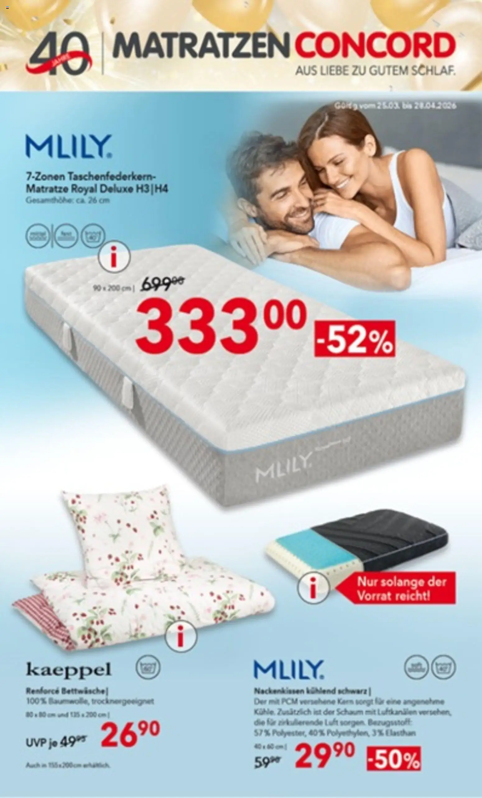 Vorschau von dem Prospekt des Geschäftes Matratzen Concord, gültig ab dem 25.03.2026 - Matratze, Bettwäsche