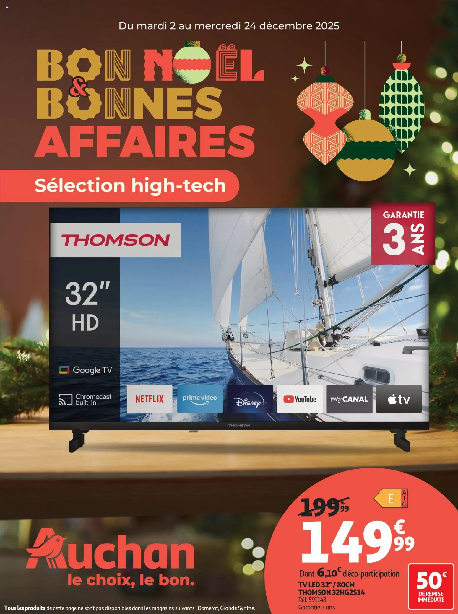 Prévisualisation de Bon Noël et Bonnes Affaires : Sélection hig-tech du magasin Auchan formulaire valide 02/12/2025