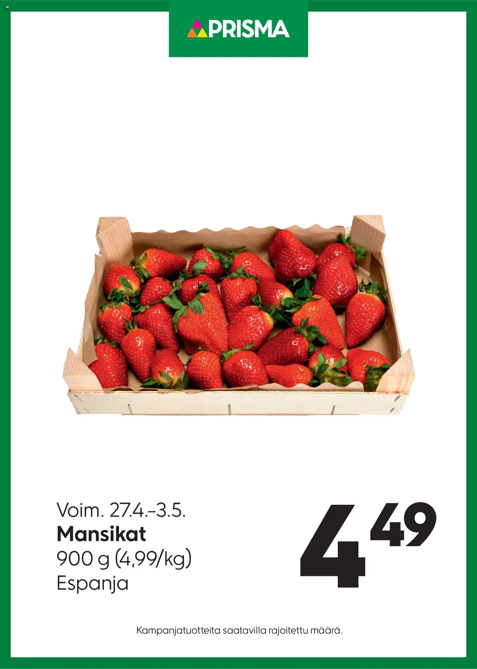 Kaupan Prisma Prisma tarjoukset Mansikat esikatselu, voimassa 27/04/2026