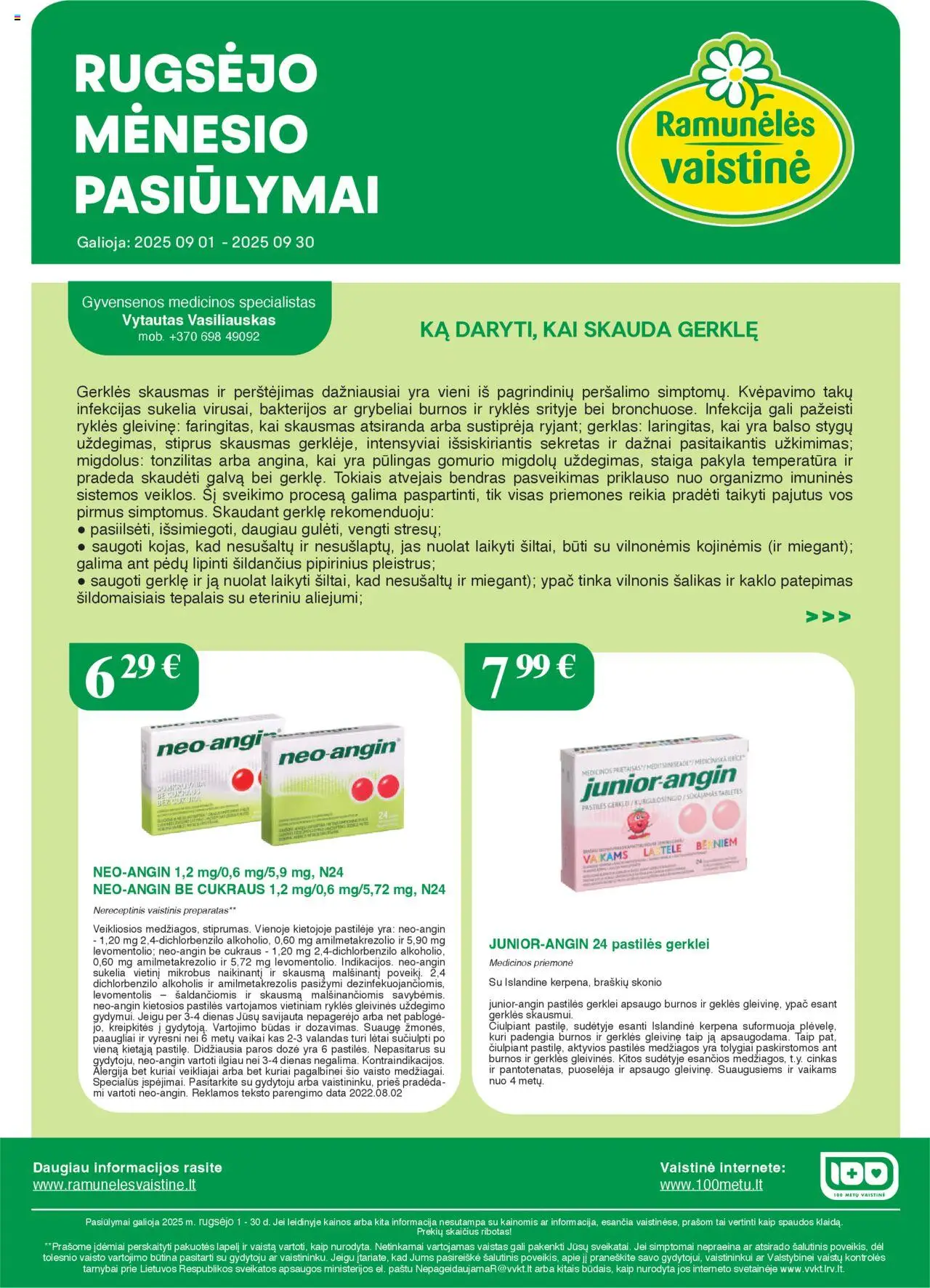 Ramunélés leidinys galioja nuo 2025.09.01 – puslapio numeris 1