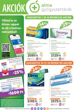 Alma Gyógyszertárak - Akciós újság Alma Gyógyszertárak megtekintése, amely érvényes 2025.08.01.-től
