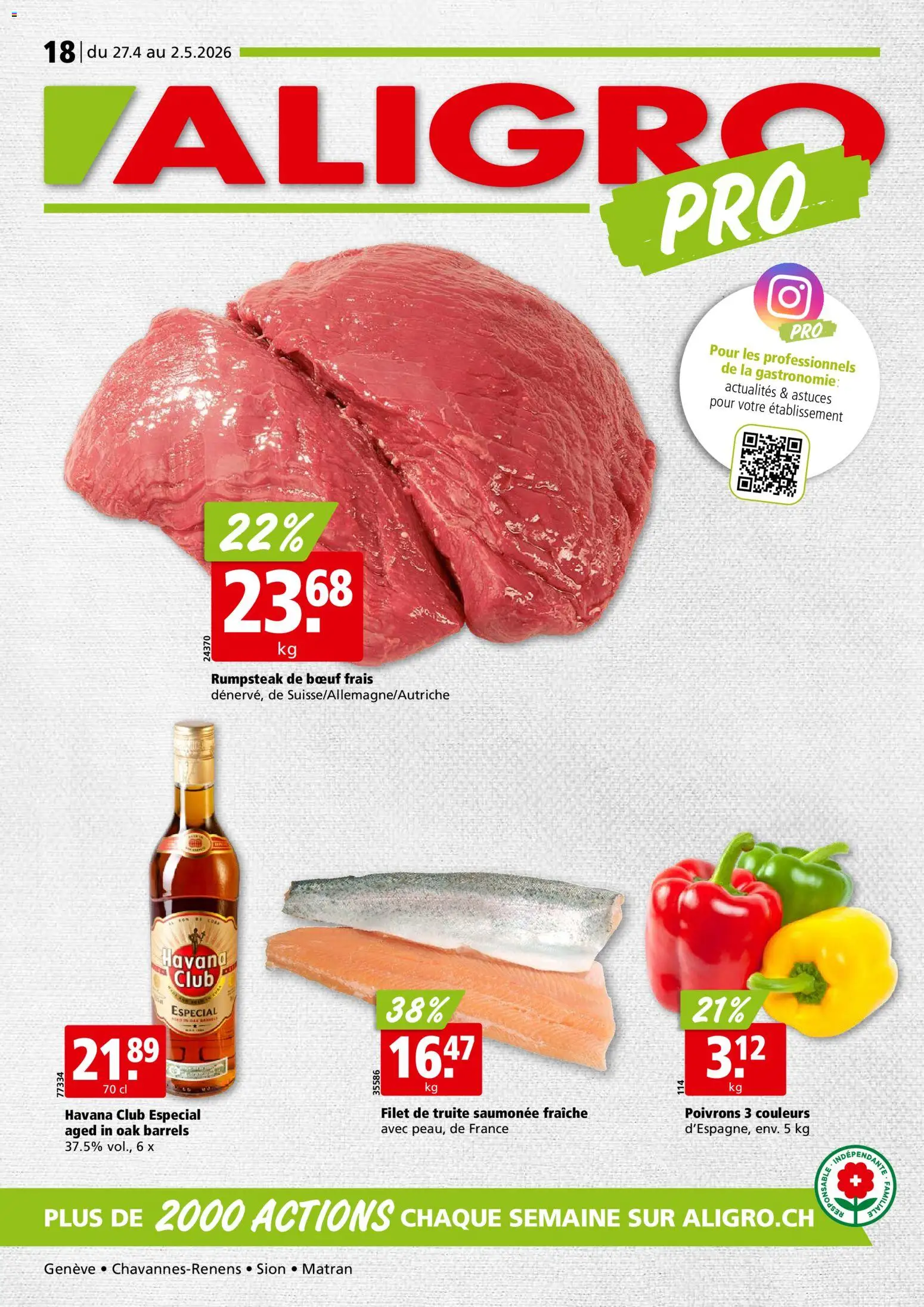 Vorschau des Merkblatts Aligro aktionen Chavannes, Matran, Genève, Sion vom Shop Aligro gültig von 27.04.2026 bis 02.05.2026