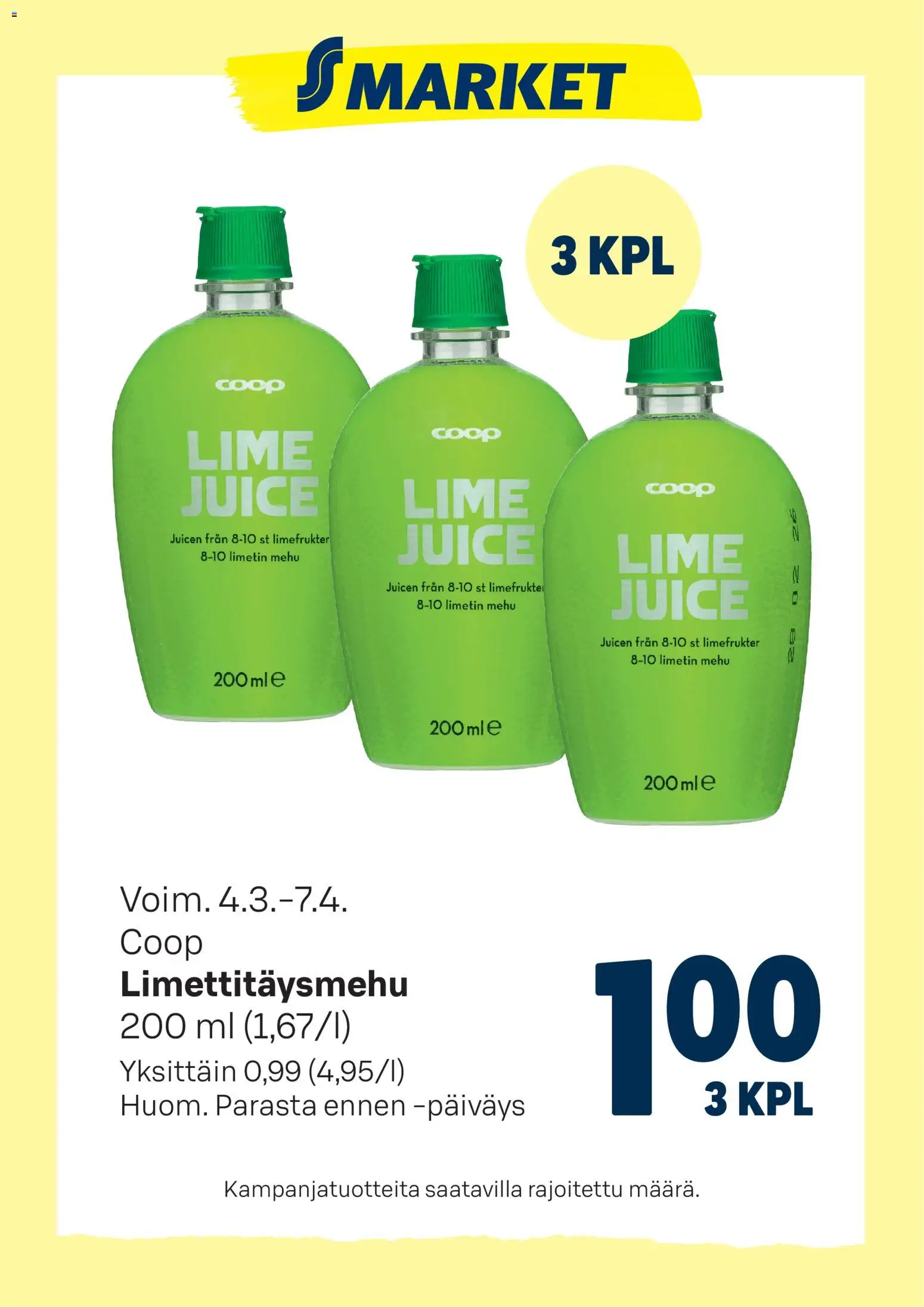 Kaupan S-market S-market tarjoukset Limettitäysmehu esikatselu, voimassa 04/03/2026