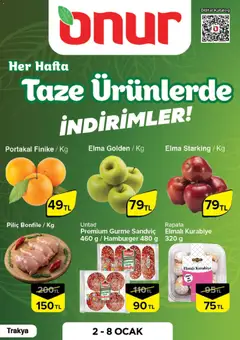 Onur Market Taze Ürünlerde İndirimler - Trakya 02.01.2026 - Broşürünün önizlemesi
