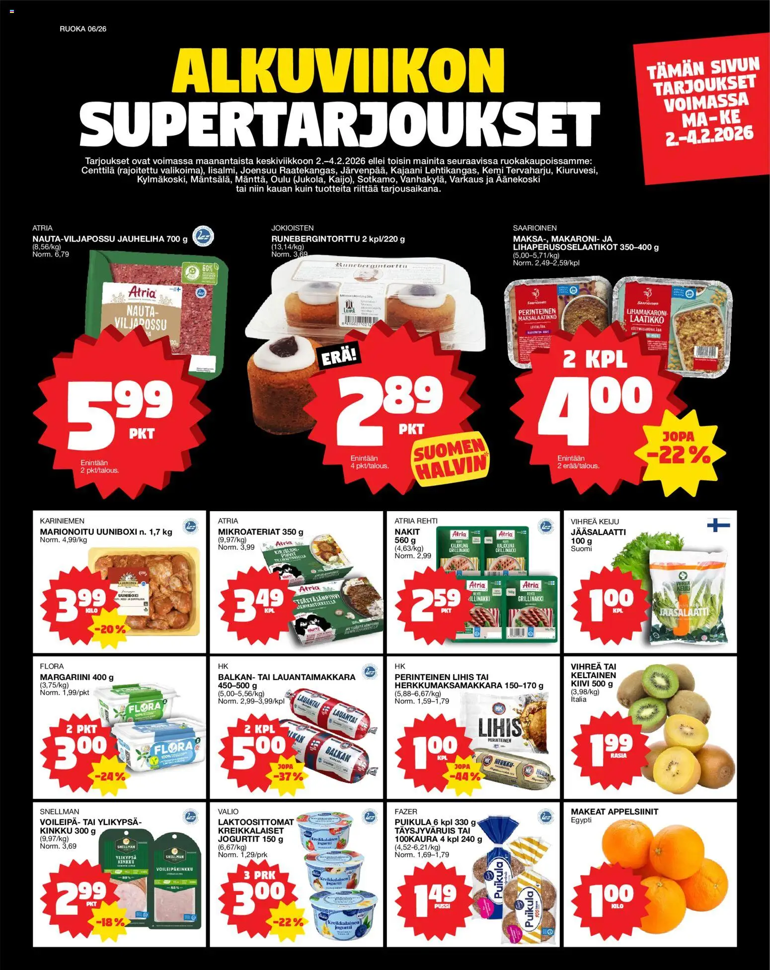 Kaupan Tokmanni Ruokatarjoukset esikatselu, voimassa 02/02/2026