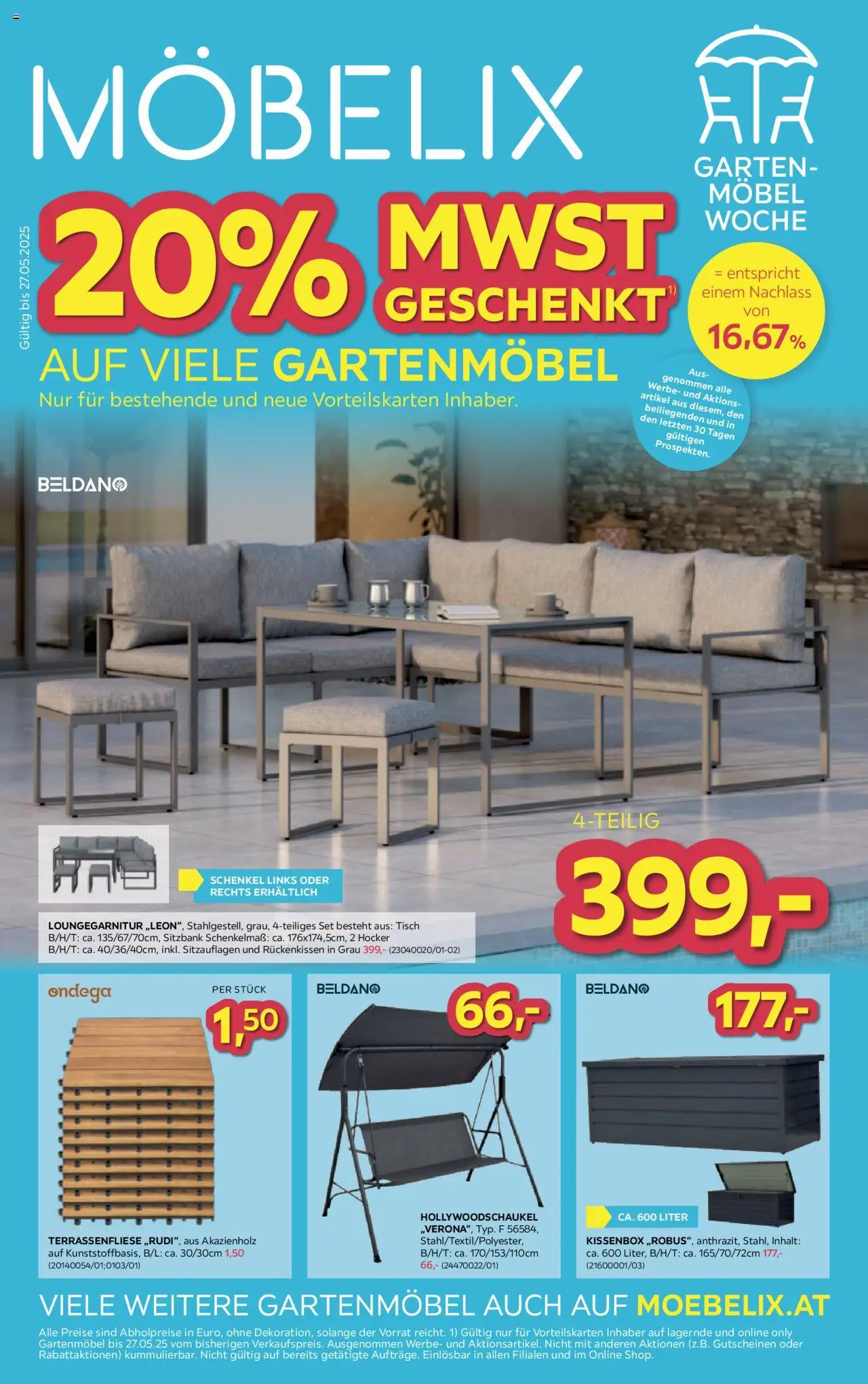  Möbelix Gartenmöbel ab (20.05.2025 - 27.05.2025) - Seite 1 - Gartenmöbel, Tisch