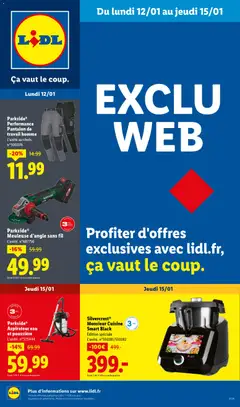 Prévisualisation de Catalogue les bonnes affaires Exclu Web du magasin LIDL formulaire valide 12/01/2026